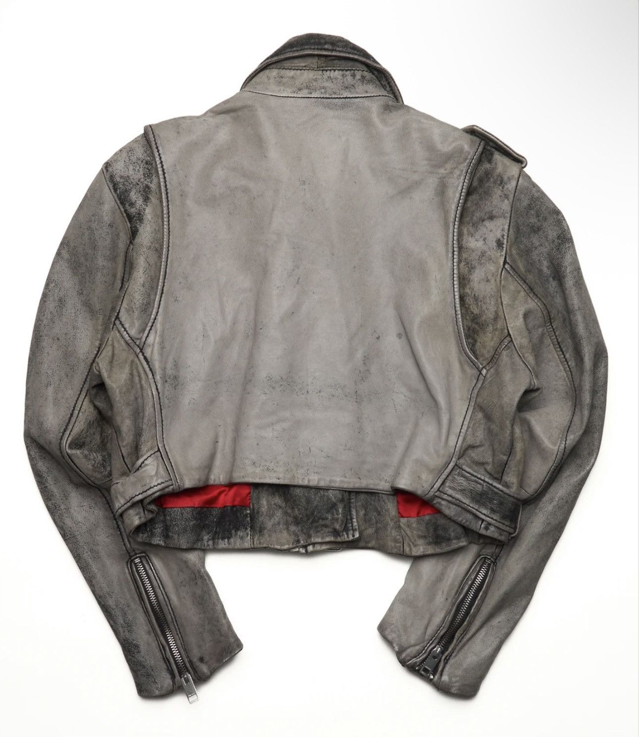 Diesel Mid 2010s Diesel Gray Leather Moto Jacket Size S / US 4 / IT 40 - 2 Thumbnail