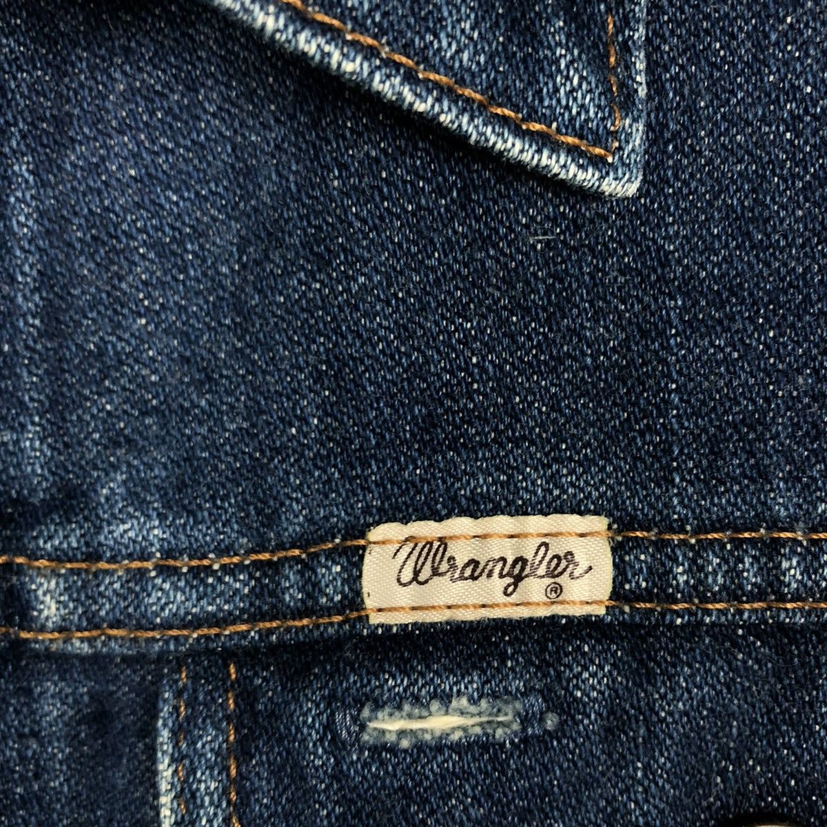 Vintage × Wrangler 🔥 VINTAGE WEANGLER 14OZ BROKEN DENIM TRUCKER WESTERN JACKET Size US S / EU 44-46 / 1 - 13 Thumbnail