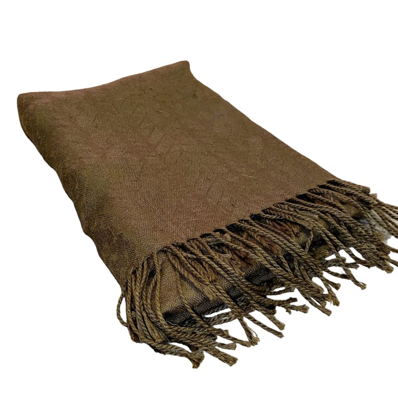 Bajra Bajra 100% Cashmere Pashmina Scarf Wrap Brown Handwoven Size ONE SIZE - 3 Thumbnail