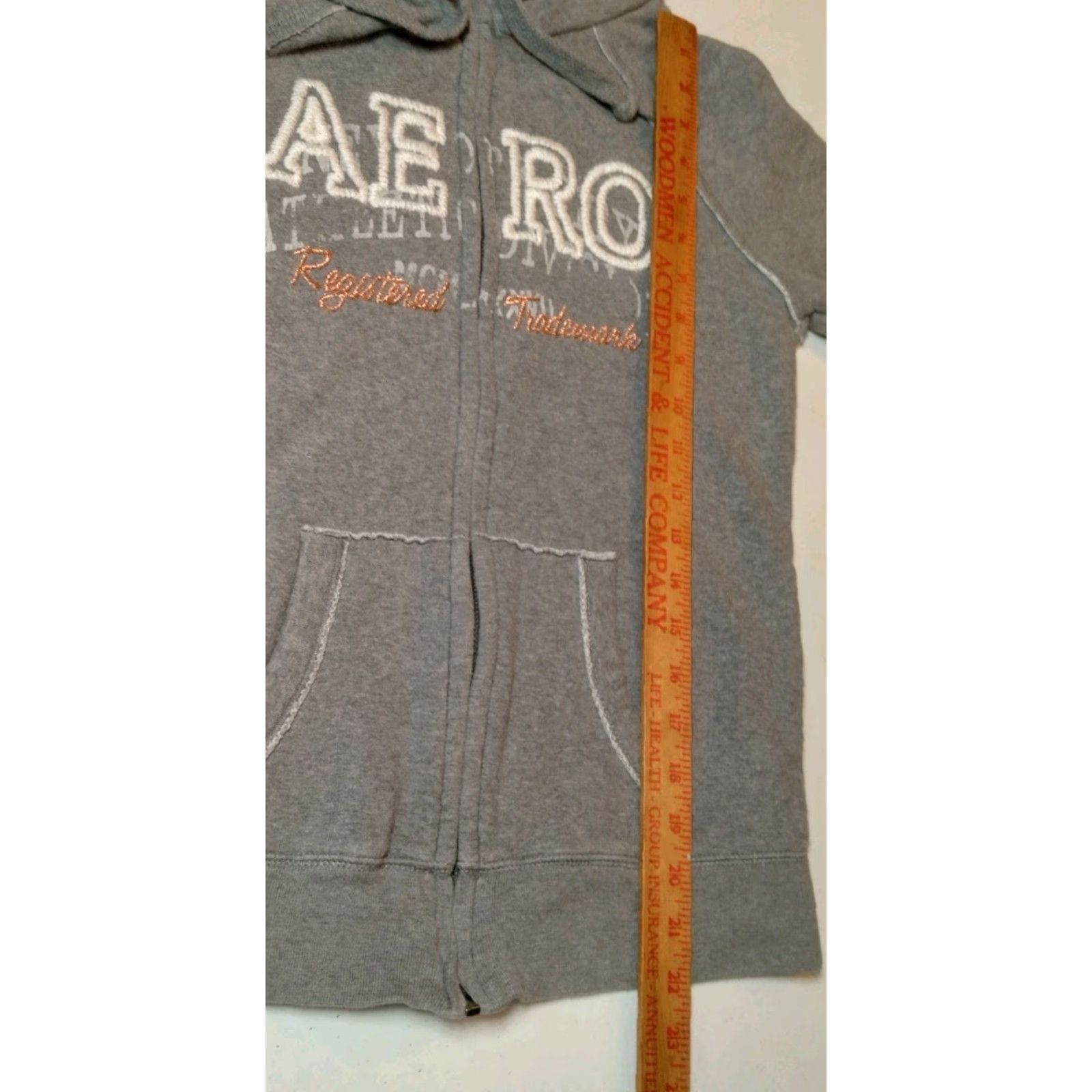 Vintage Aéropostale Sweatshirt M Slim Gray Full Zip Embroidered High Neck AERO Sporty Athleisure Women Size M / US 6-8 / IT 42-44 - 6 Thumbnail