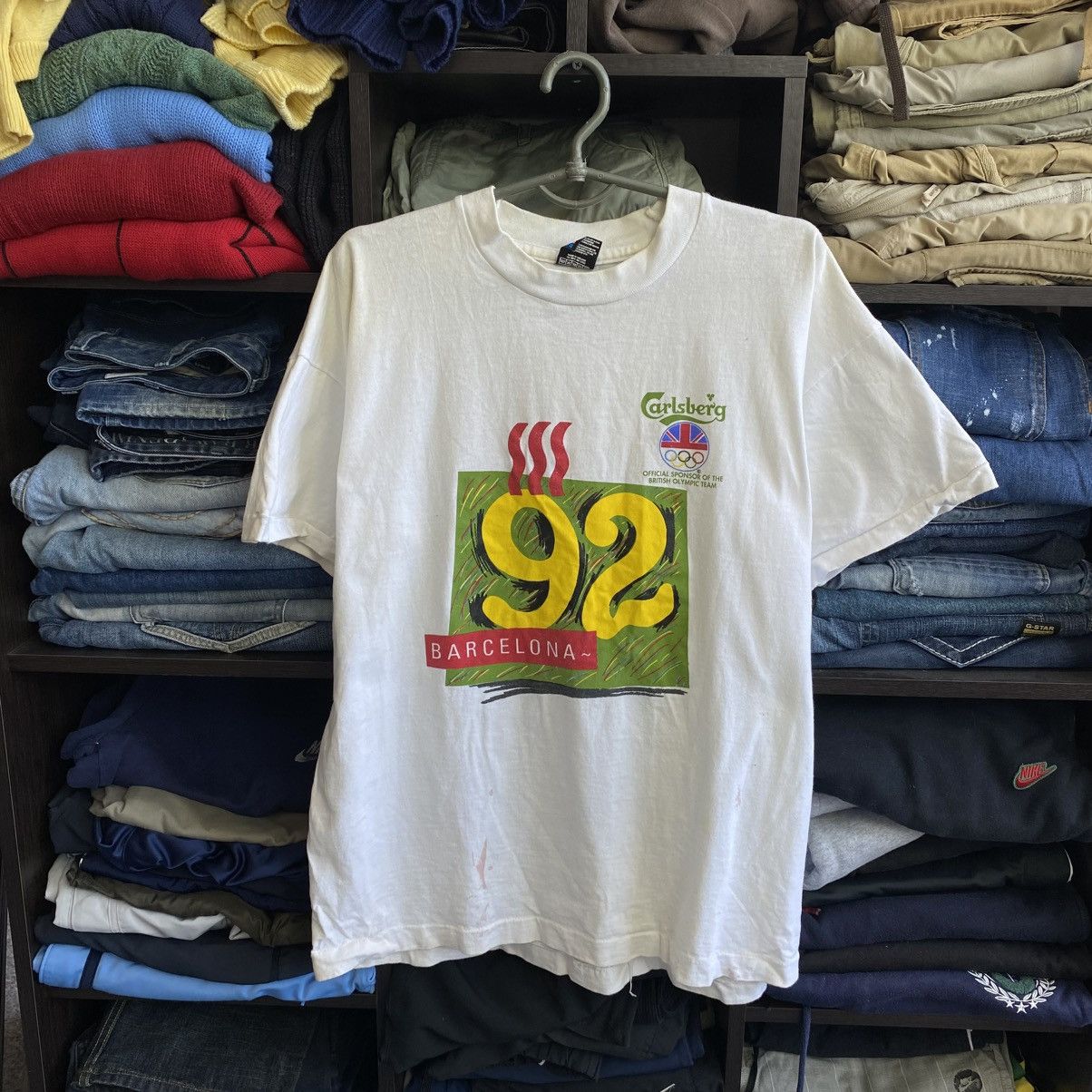 USA Olympics Vintage Barcelona Olympic 1992 Carlsberg Single Stitch tee Size US XL / EU 56 / 4 - 1 Thumbnail