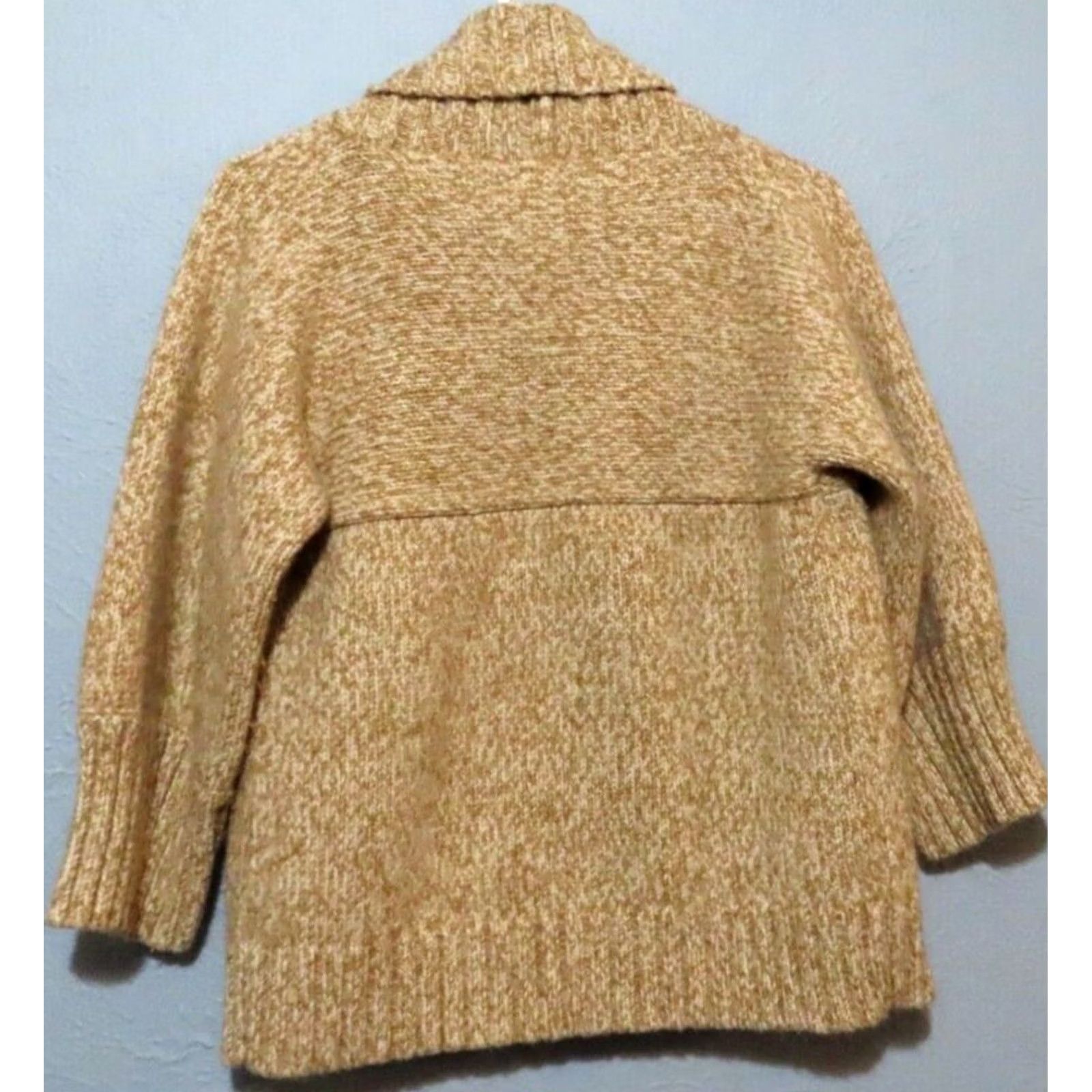Loft VINTAGE LOFT Ann Taylor LOFT Women's M Cardigan Open Sweater Wool Blend Long Sleeve Tan Brown V-Neck 50% Wool/50% Acrylic Regular Womens Size M / US 6-8 / IT 42-44 - 6 Thumbnail