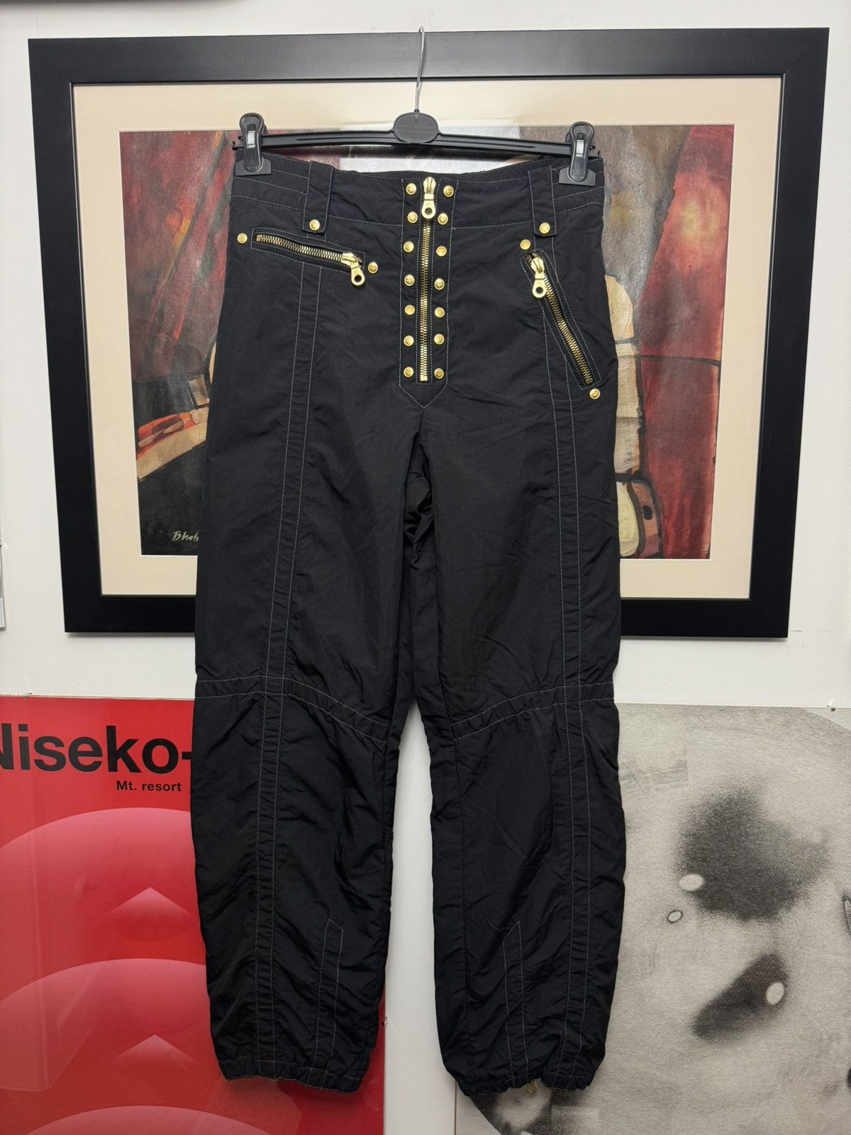 MCM MCM Designer Ski Pants Black Gold Vintage 90s Archive Rare Size 26" / US 2 / IT 38 - 1 Thumbnail