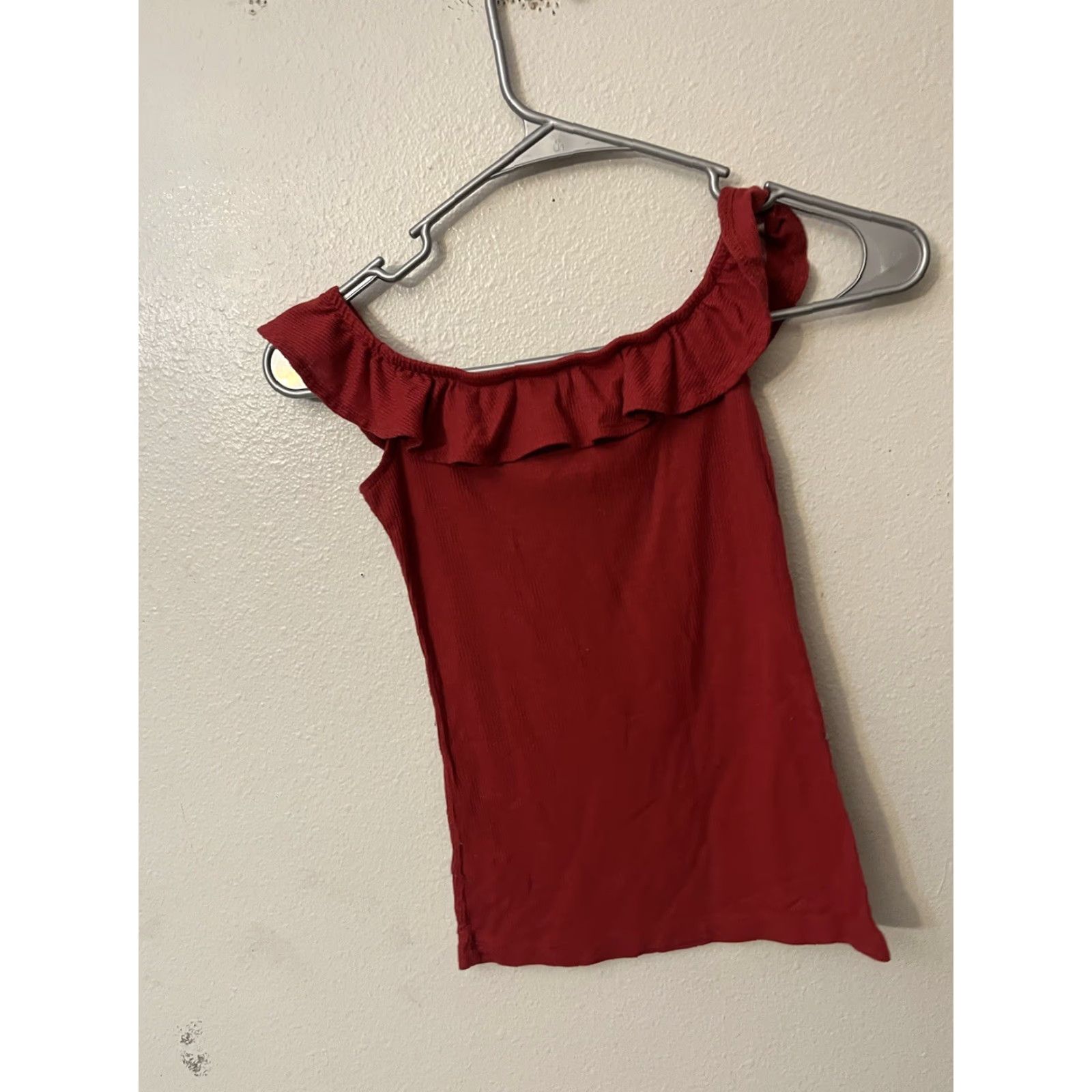 Aeropostale Aeropostale Red Ribbed Off-Shoulder Lace-Up Crop Top Size XS Size XS / US 0-2 / IT 36-38 - 3 Thumbnail
