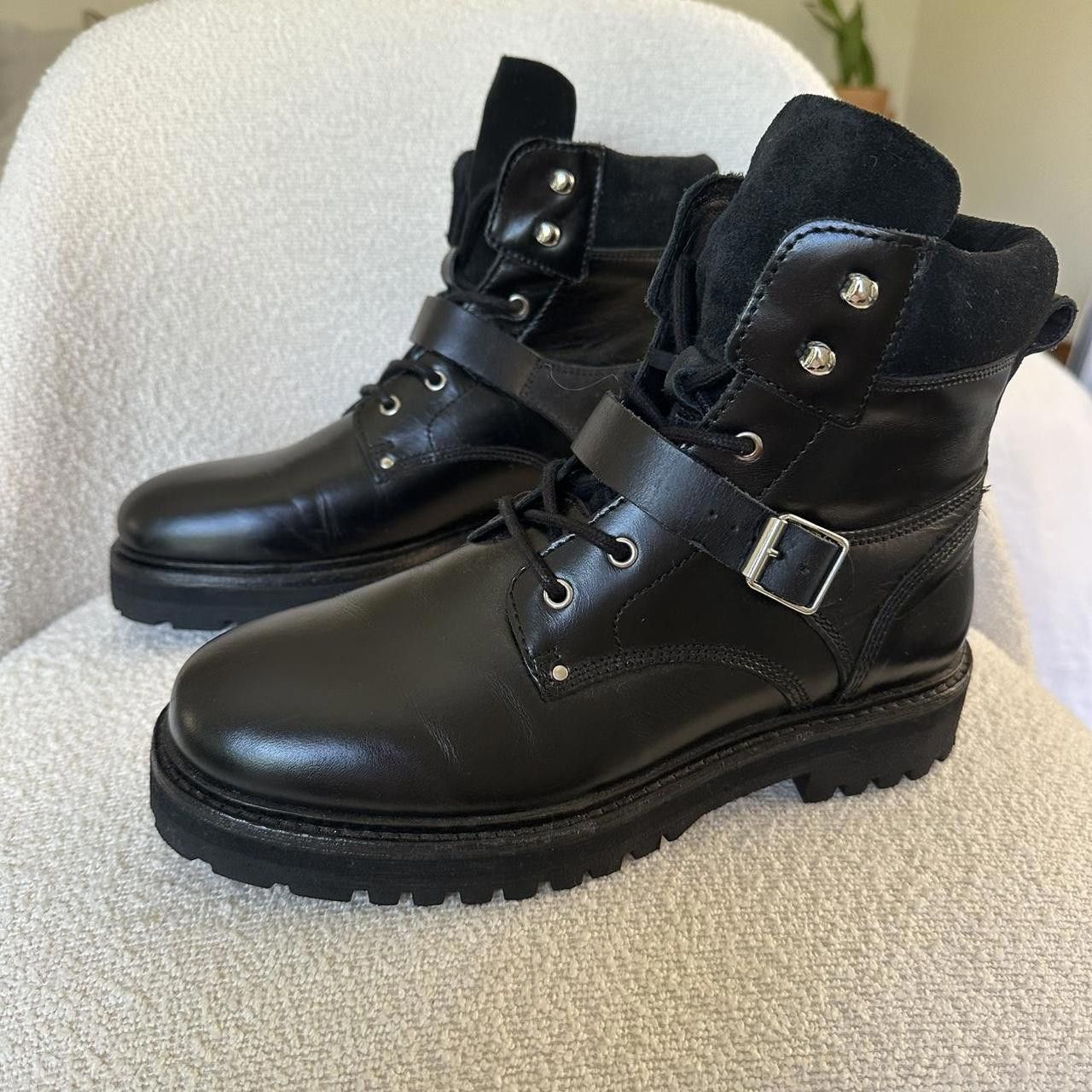 AllSaints Paulina Leather Ankle Boots – Black – Sz 40 (US 9)