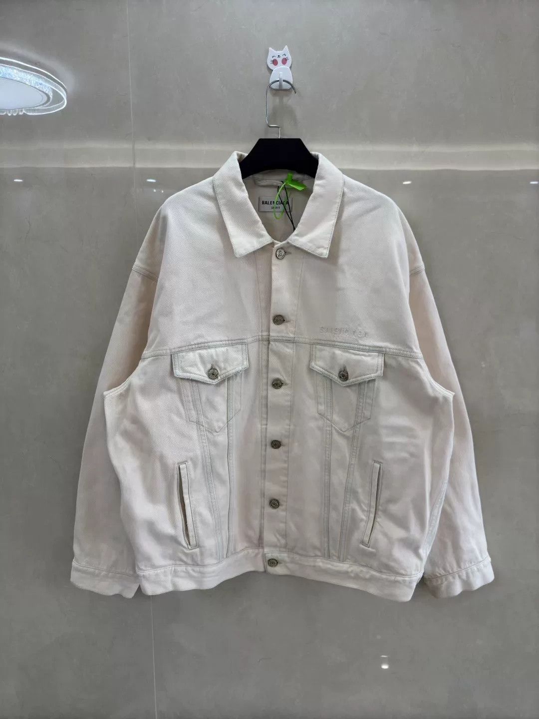 Balenciaga balenciaga white denim jacket with logo Size US XS / EU 42 / 0 - 1 Thumbnail