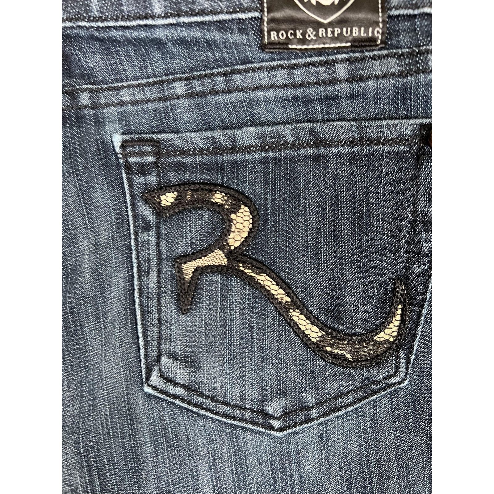 Rock & Republic Rock & Republic Jeans Womens 27 Dark Wash Bootcut Embellishe Size 27" / US 4 / IT 40 - 14 Thumbnail