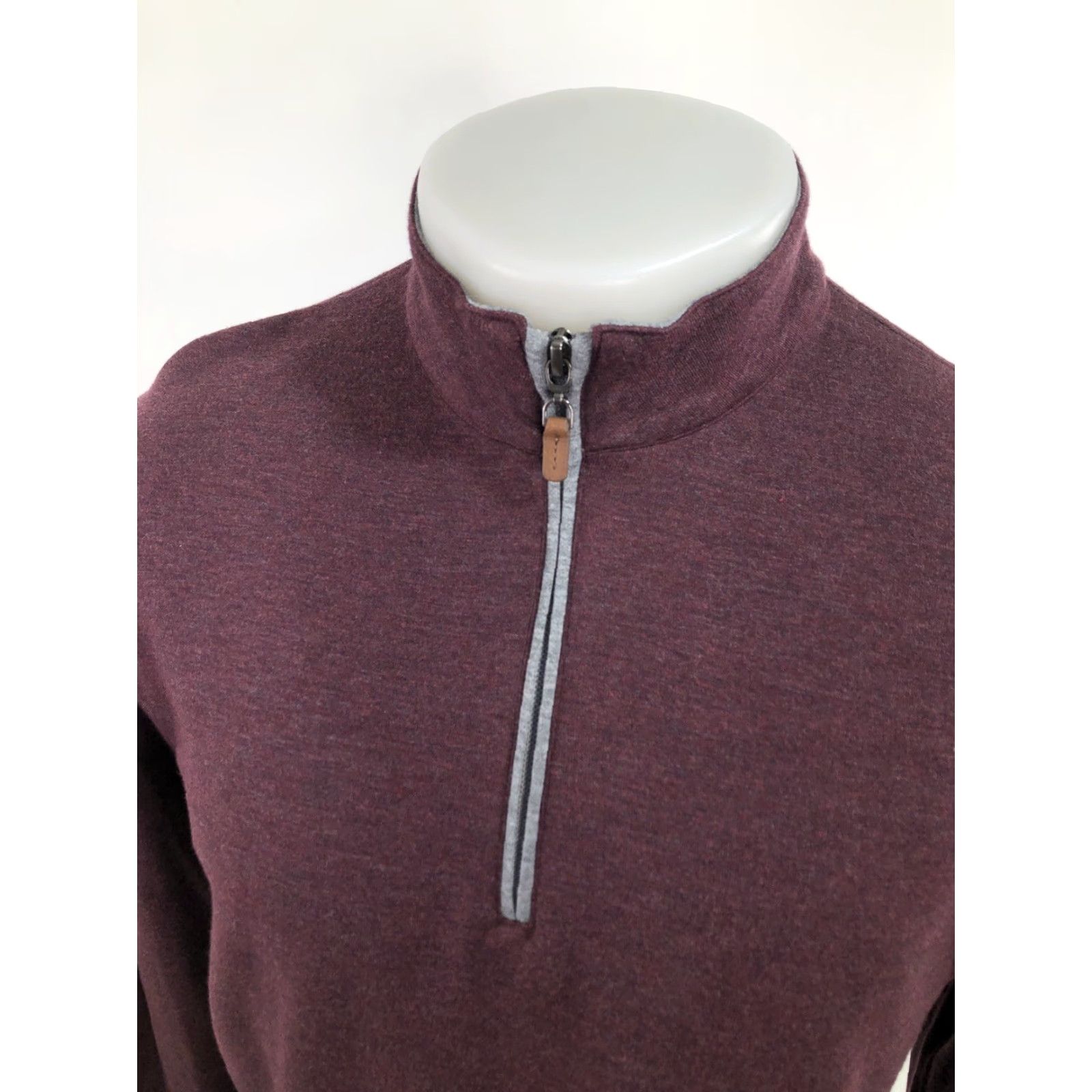 Mizzen+Main MIZZEN + MAIN Sweater Shirt Mens M Maroon Zip Neck Trim Fit Performance Pullover Knit Knitwear Modern Merino? Size US M / EU 48-50 / 2 - 3 Thumbnail