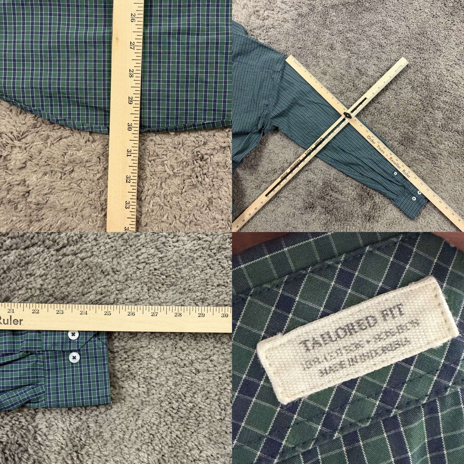 Vintage Onward Reserve Shirt Mens M Green Plaid Long Sleeve Button-Up 100% Cotton Non-Iron Size US M / EU 48-50 / 2 - 8 Thumbnail