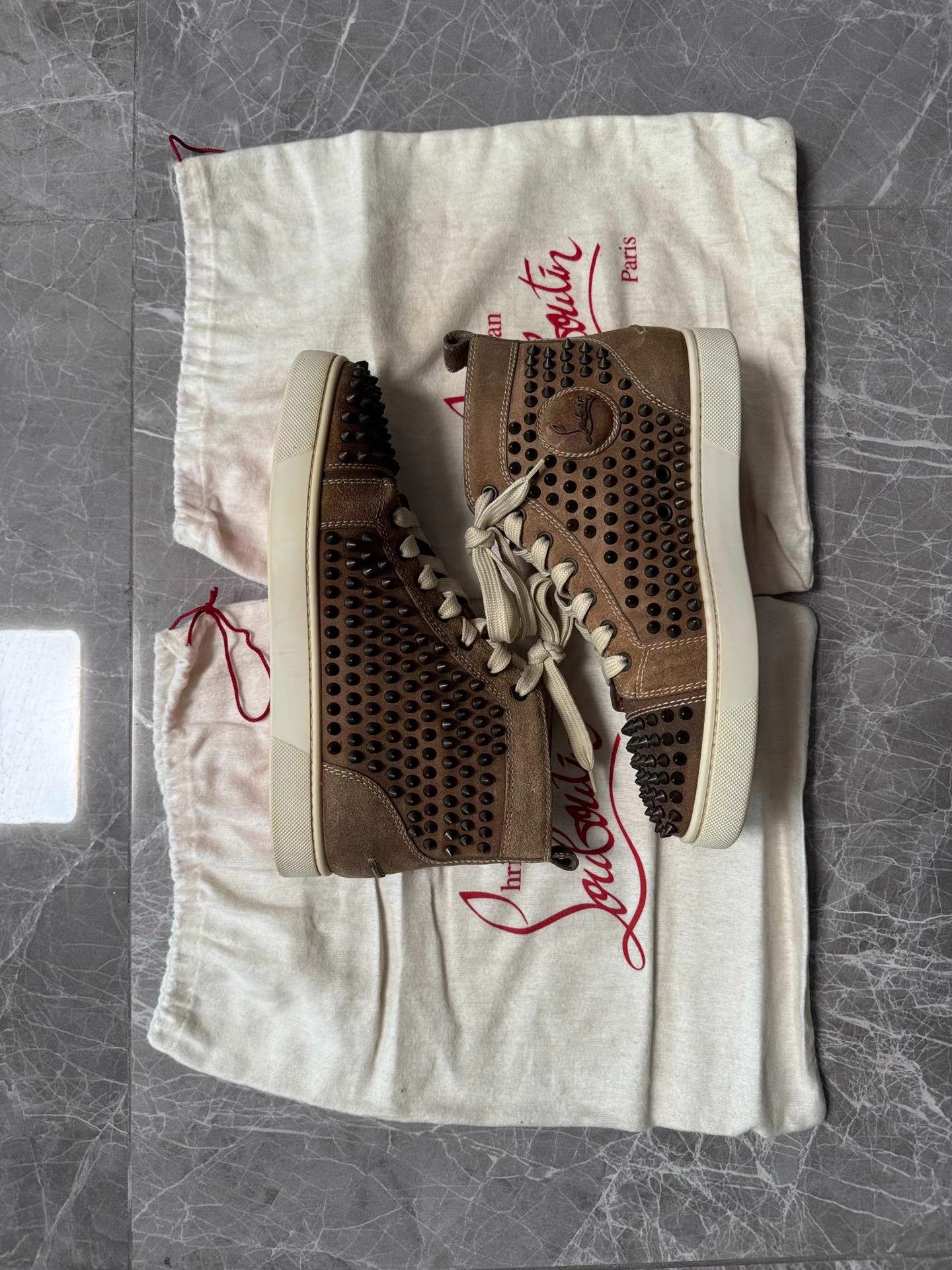 Christian Louboutin Christian Louboutin Spiked Suede Sneakers with Red Sole K6 Size US 7 / EU 40 - 9 Thumbnail