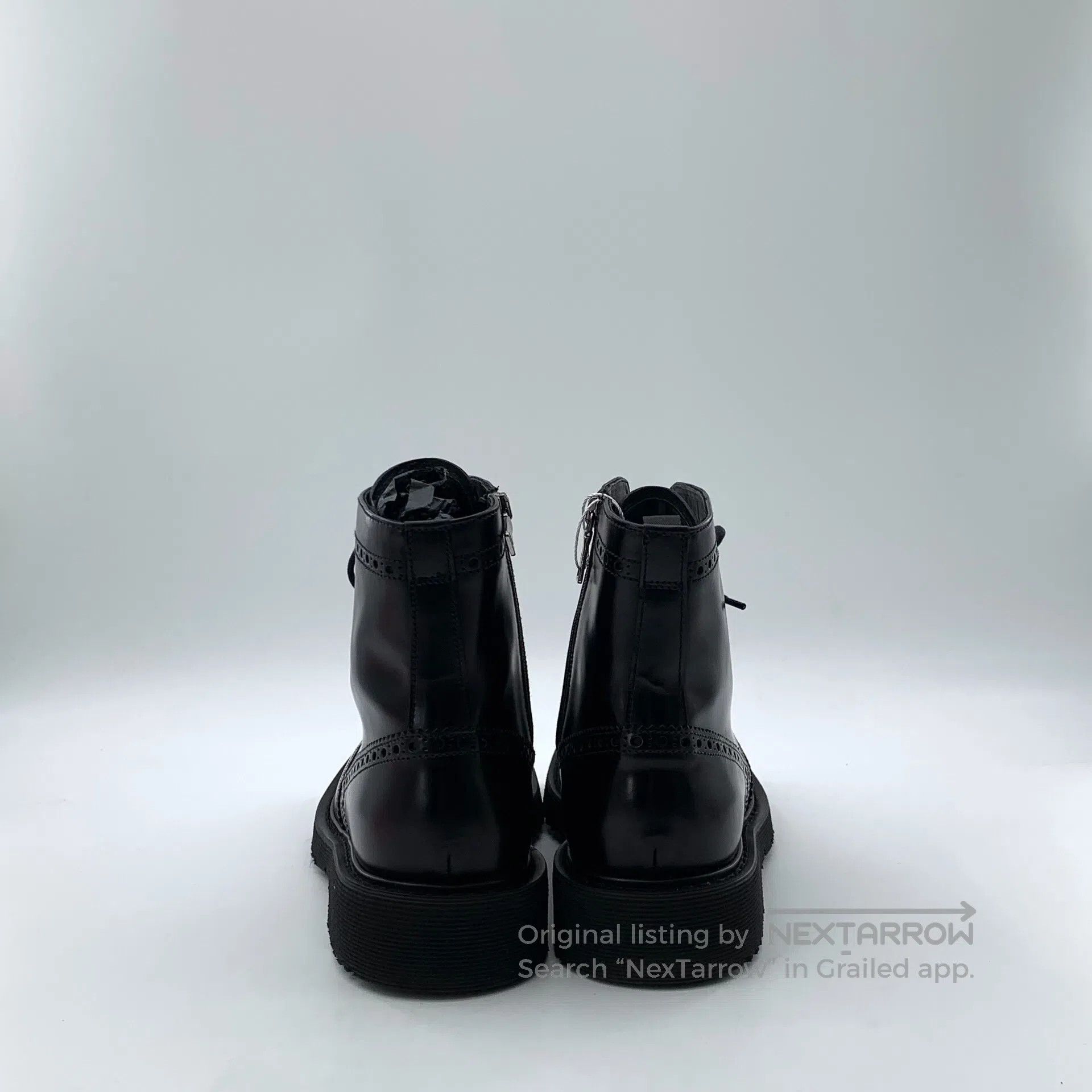 Other Prada Black leather carved laced casual flat Martin boots| Size US 6 / EU 39 - 4 Thumbnail