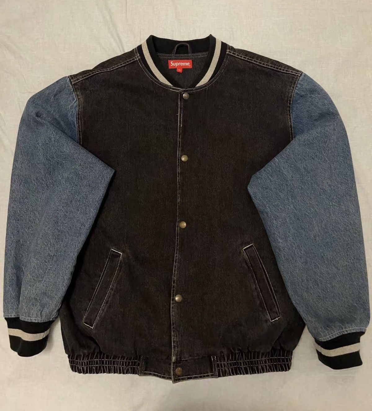 Supreme Supreme ss18 denim varisty jacket Size US XL / EU 56 / 4 - 1 Thumbnail