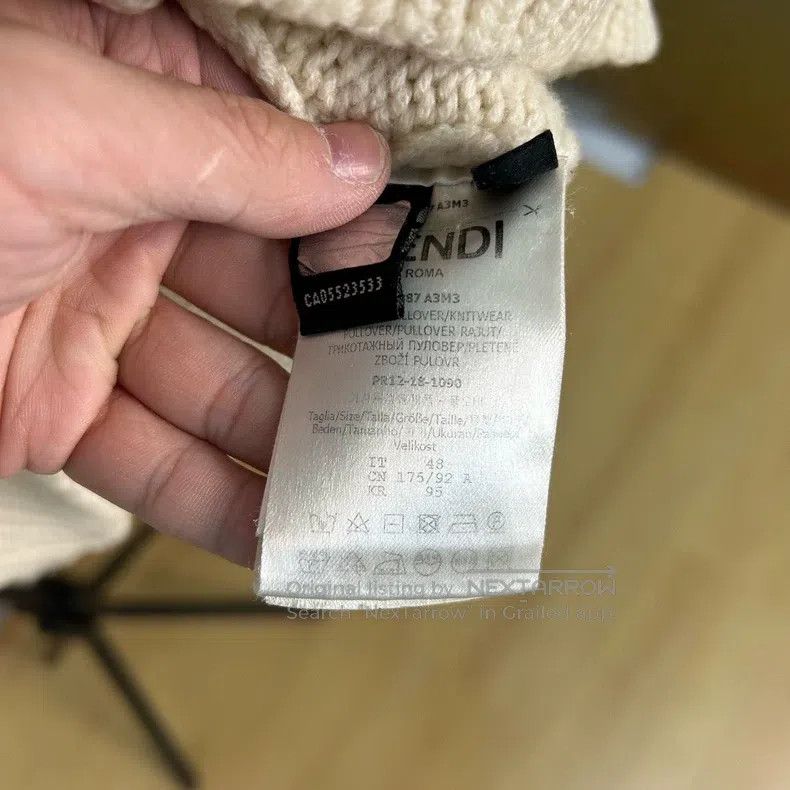 Fendi Fendi Beige Lettering Printed Wool Crew Neck Long Sleeve S Size US M / EU 48-50 / 2 - 4 Thumbnail