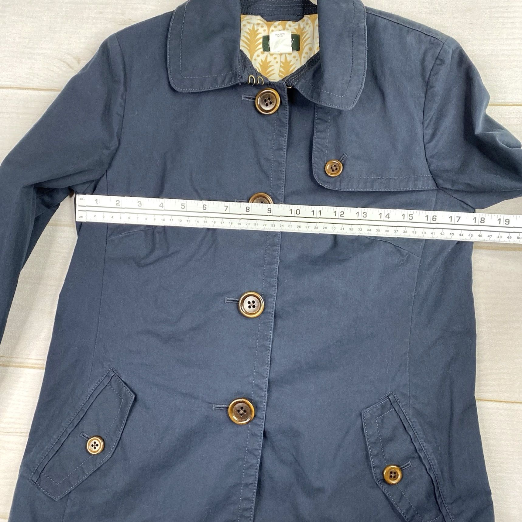 J.Crew J. CREW Jacket Womens 8 Navy Blue Button Up Pockets Buckle Sleeve Cotton Nylon | Vintage? No Size M / US 6-8 / IT 42-44 - 6 Thumbnail