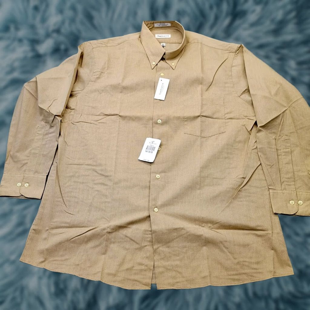 Van Heusen Van Heusen Dress Shirt Mens 16.5 Tan Long Sleeve Button-Down Size 46R - 1 Thumbnail