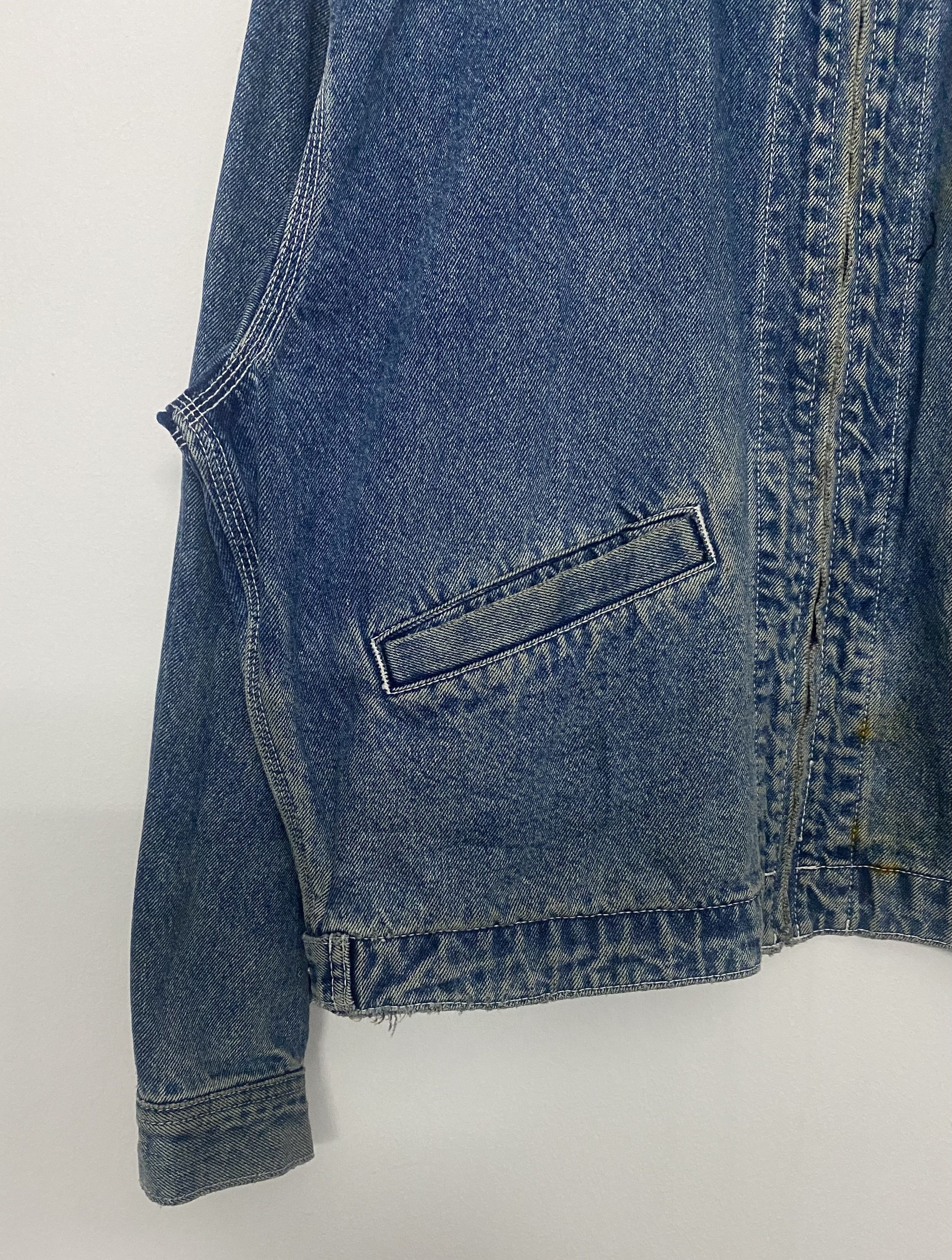 Edwin VINTAGE EDWIN Crown Embroidered Zip Denim Bomber Jacket (M) Size US M / EU 48-50 / 2 - 7 Thumbnail