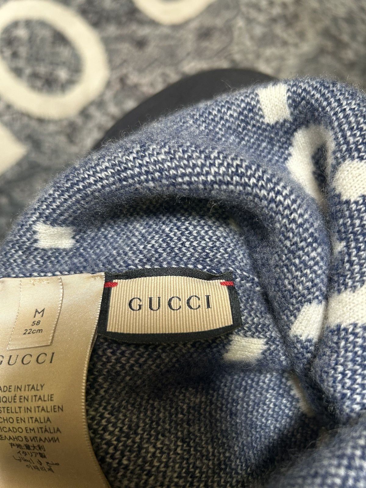 Gucci Gucci GG Knit Cashmere Blue Beanie Size ONE SIZE - 3 Thumbnail