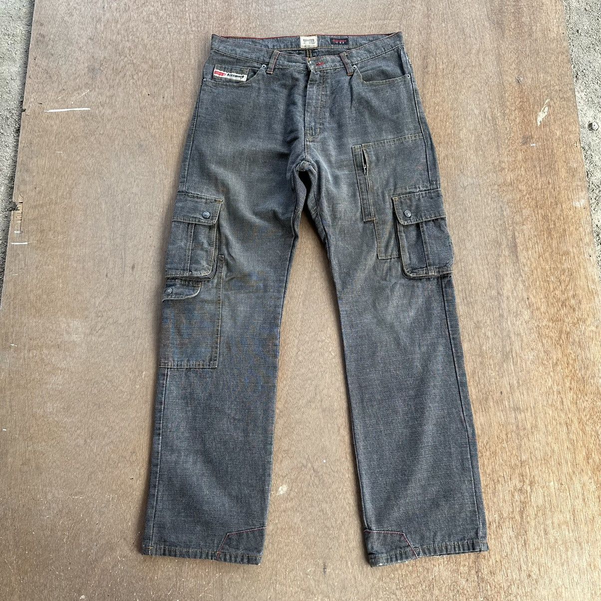 image of Voodoo Tactical W33 L31 Vintage Kissmark Japan Denim Multi Cargo Pants in Black, Men's