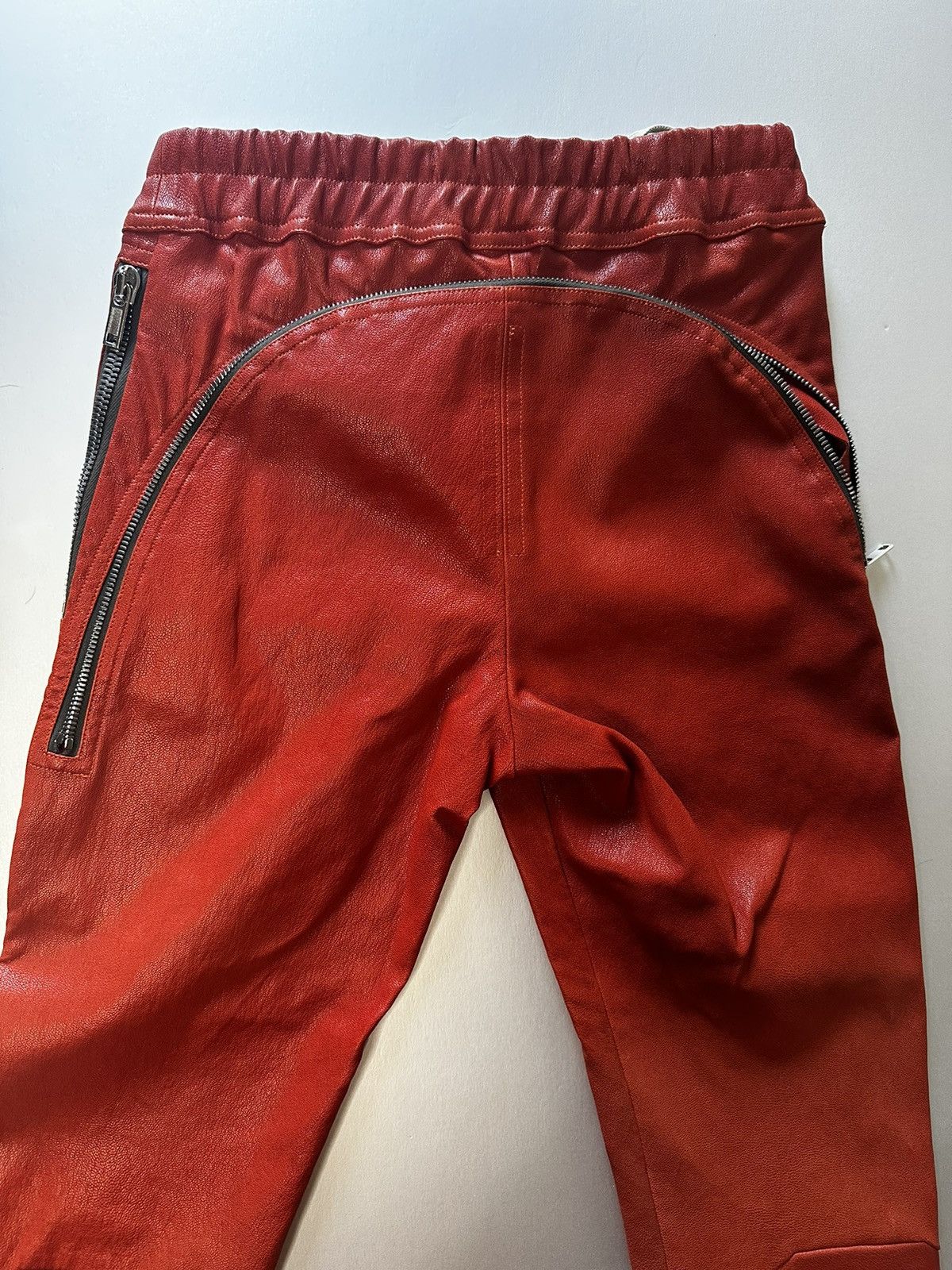 Rick Owens Rare color red STROBE Leather leggings Size 27" / US 4 / IT 40 - 9 Thumbnail