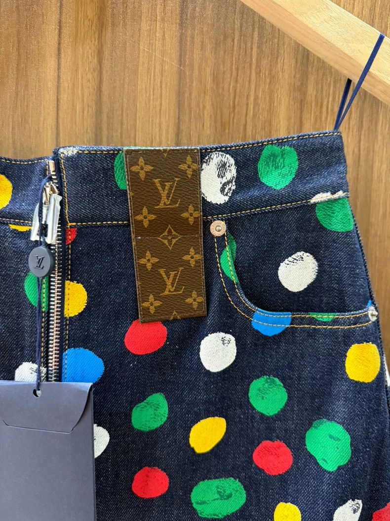Louis Vuitton Louis Vuitton Yayoi Kusama co-branded polka-dot denim skir Size 33" - 3 Thumbnail