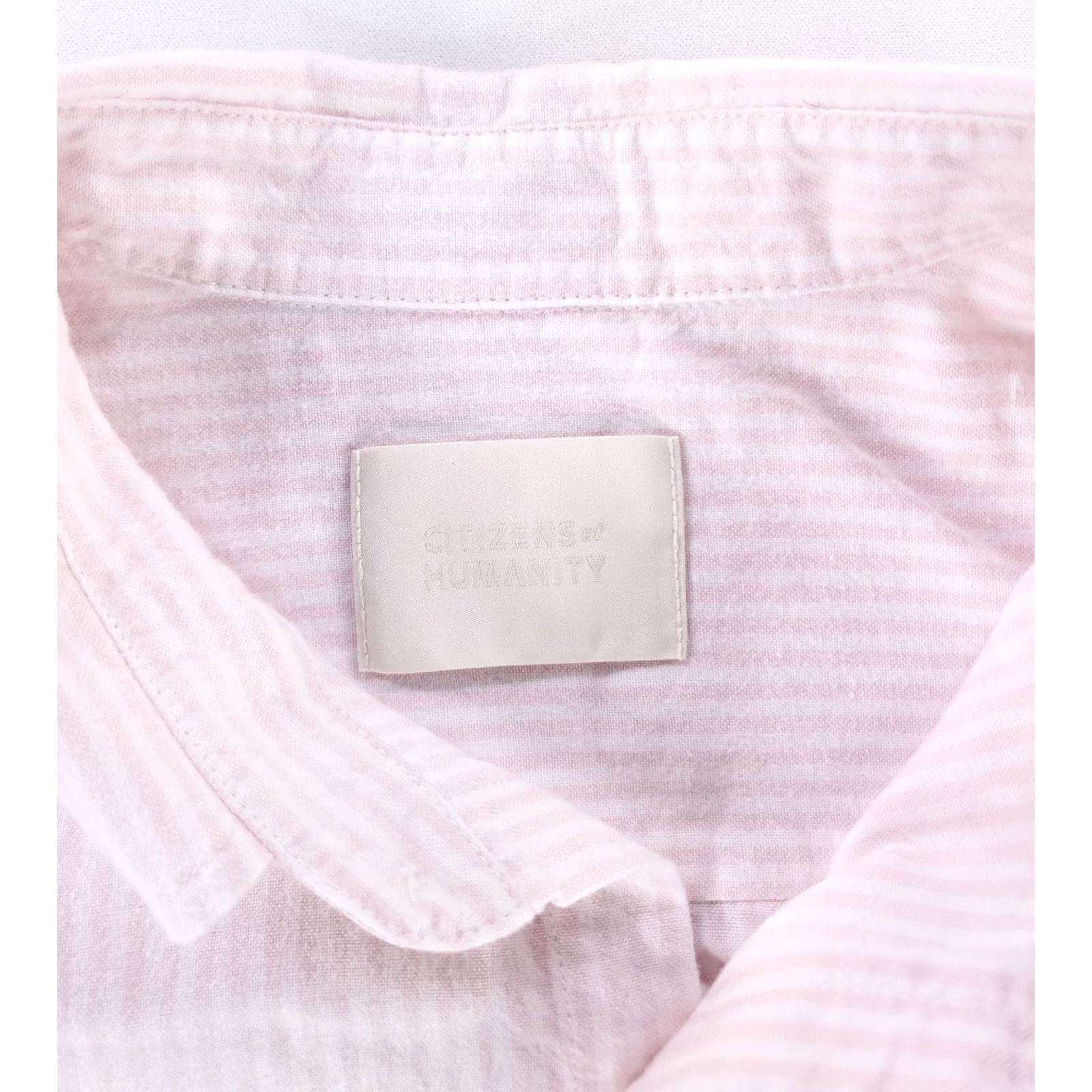 Citizens Of Humanity COH Kayla Shrunken Striped Shirt Womens L | Citizens of Humanity | Pink White Multicolor Button-Up Shirt Ladies L Size L / US 10 / IT 46 - 2 Thumbnail