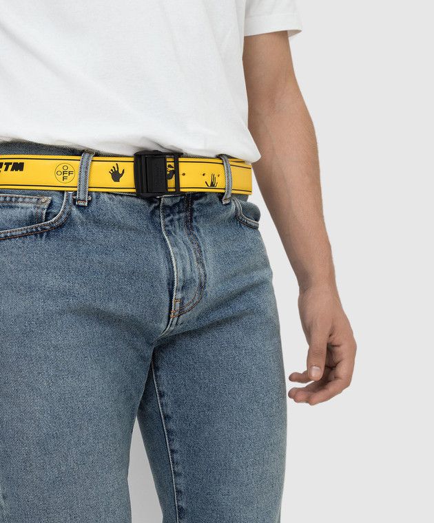 o1y0225 Size : S/M / Logo Leather Belt in Yellow/Black