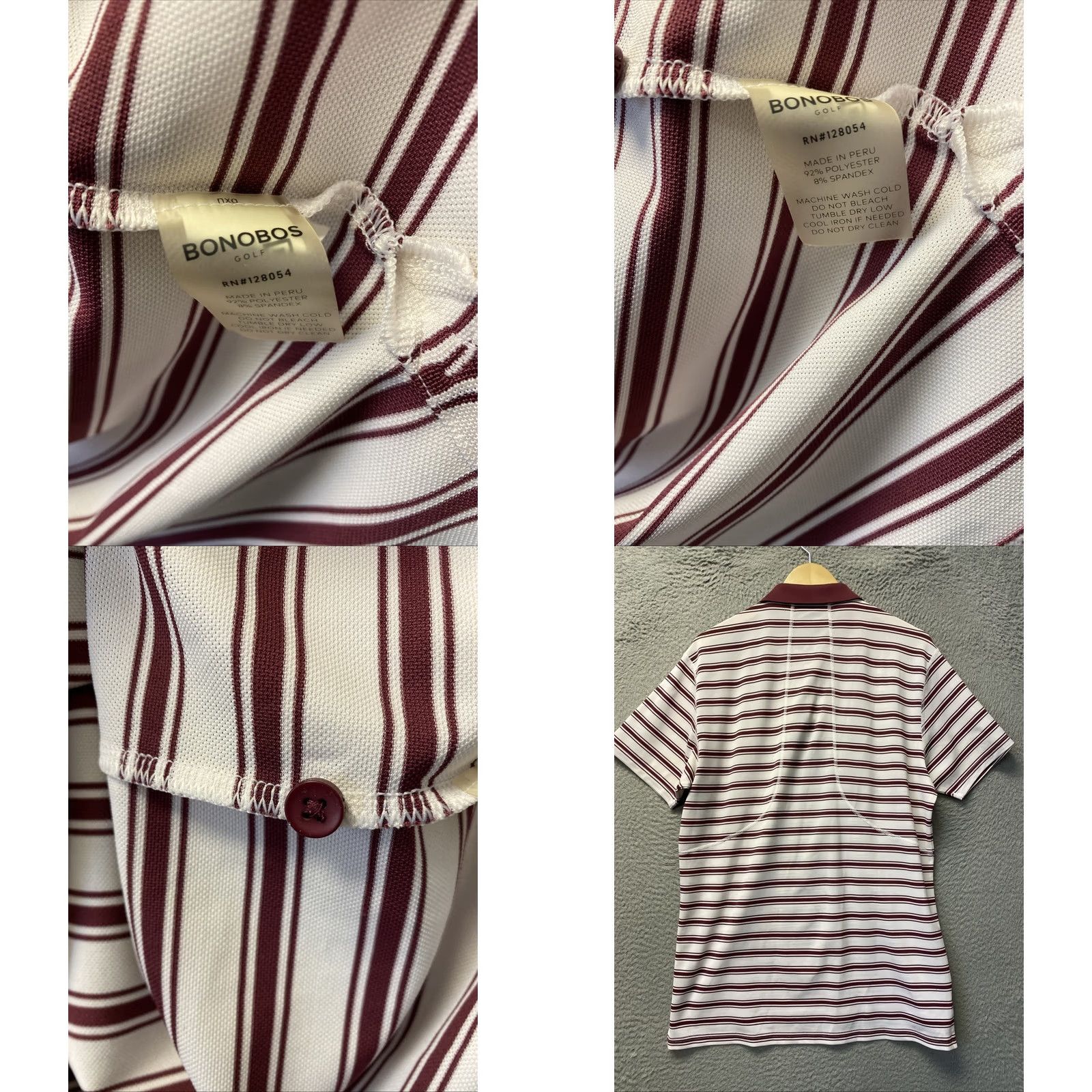 Bonobos Bonobos Polo Shirt Men L Golf Slim Maroon Striped Performance /0802 Size US L / EU 52-54 / 3 - 8 Thumbnail