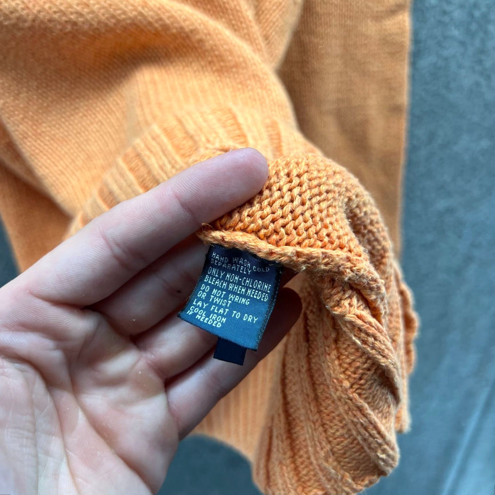 Polo Ralph Lauren VINTAGE Polo Ralph Lauren Sweater Mens Medium Orange Linen Fleece Pullover Chunky Knit Long Sleeve V-Neck All Seasons Casual Size US M / EU 48-50 / 2 - 7 Thumbnail