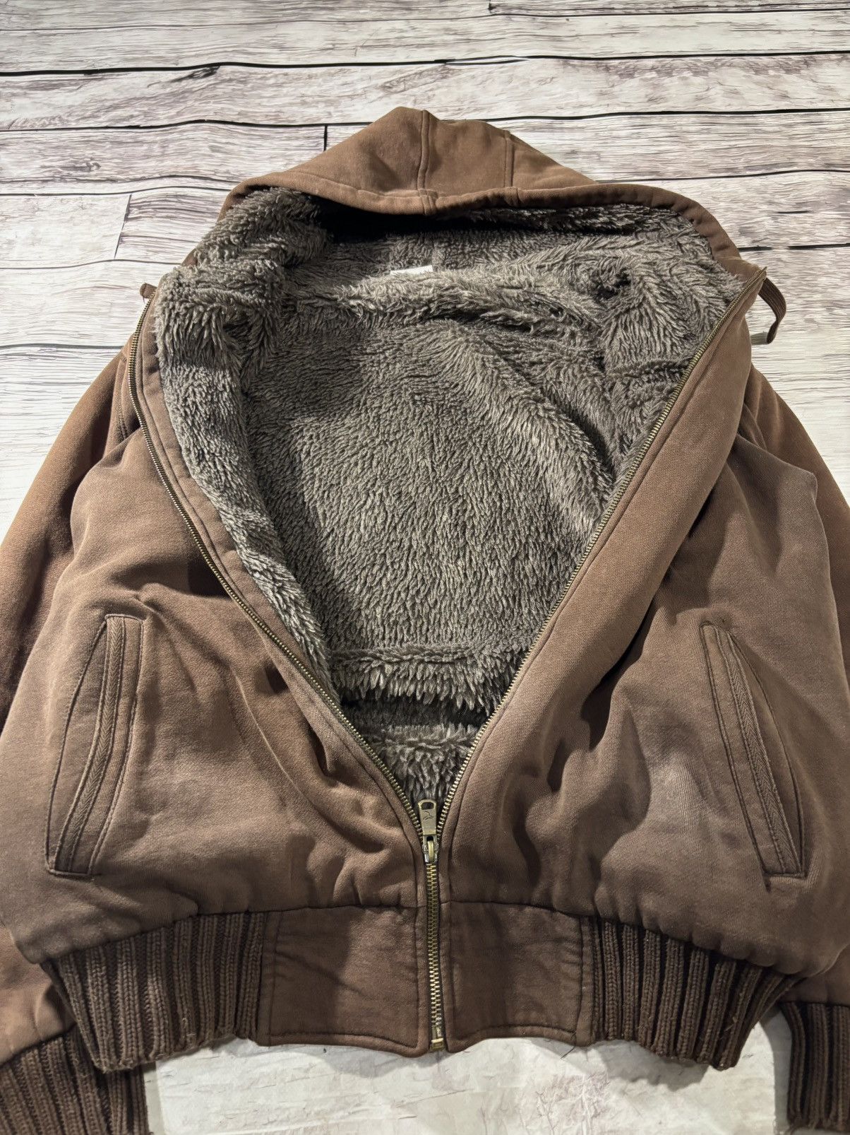 Carhartt × Hysteric Glamour × Vintage VINTAGE Y2K CARHARTT STYLE WASHED BROWN TRAVIS FUR HOODIE Size US L / EU 52-54 / 3 - 5 Thumbnail