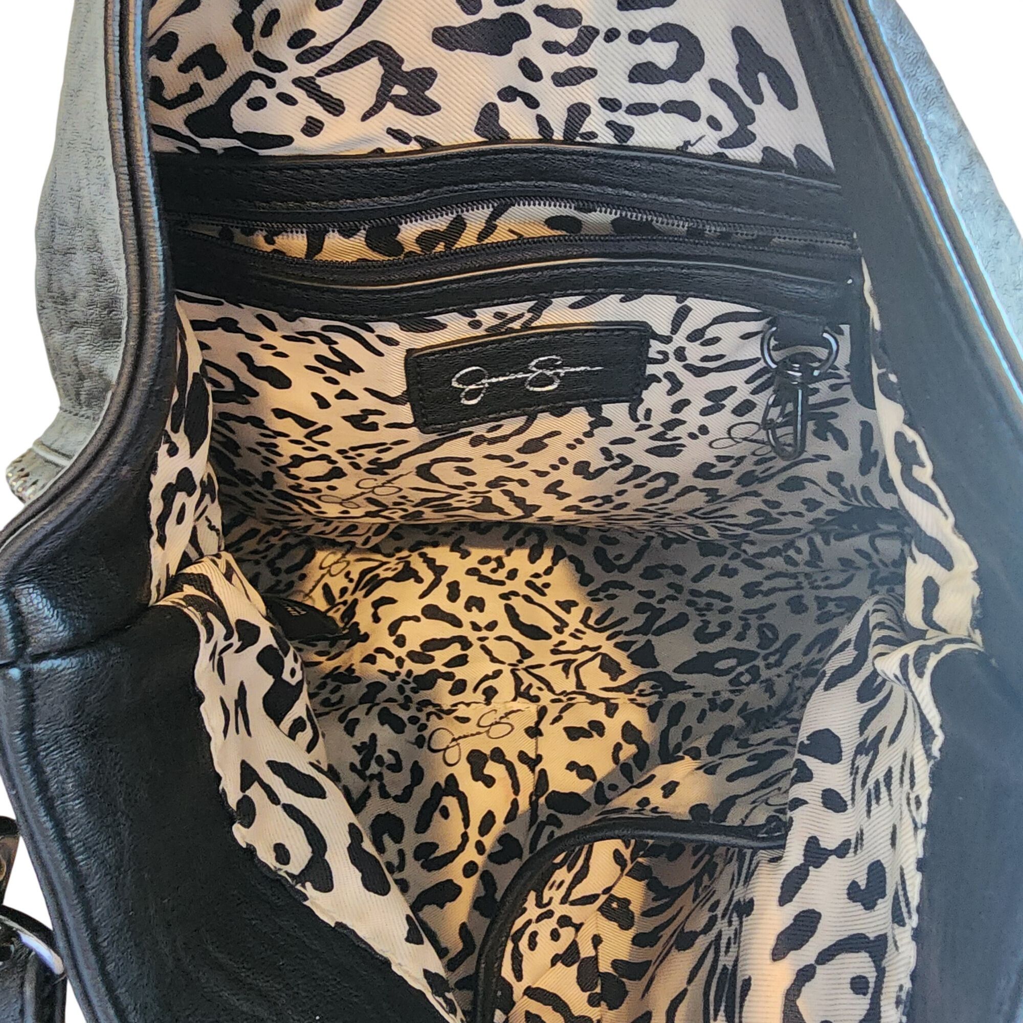 Jessica Simpson Jessica Simpson studded black leather hobo shoulder Biker ba Size ONE SIZE - 8 Thumbnail