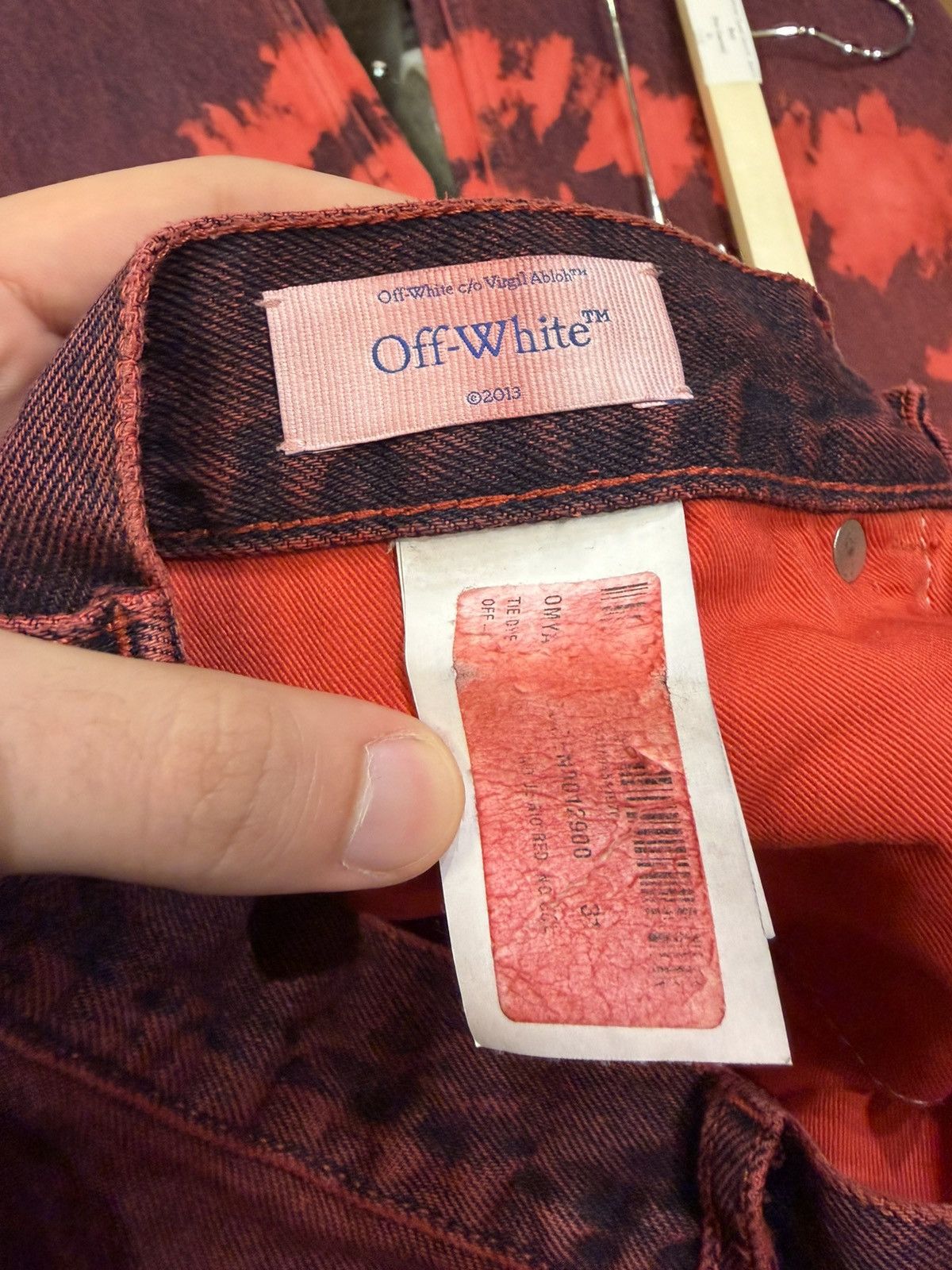 Off-White Off-White Tie Dyed Red Denim Jeans Size US 31 - 3 Thumbnail