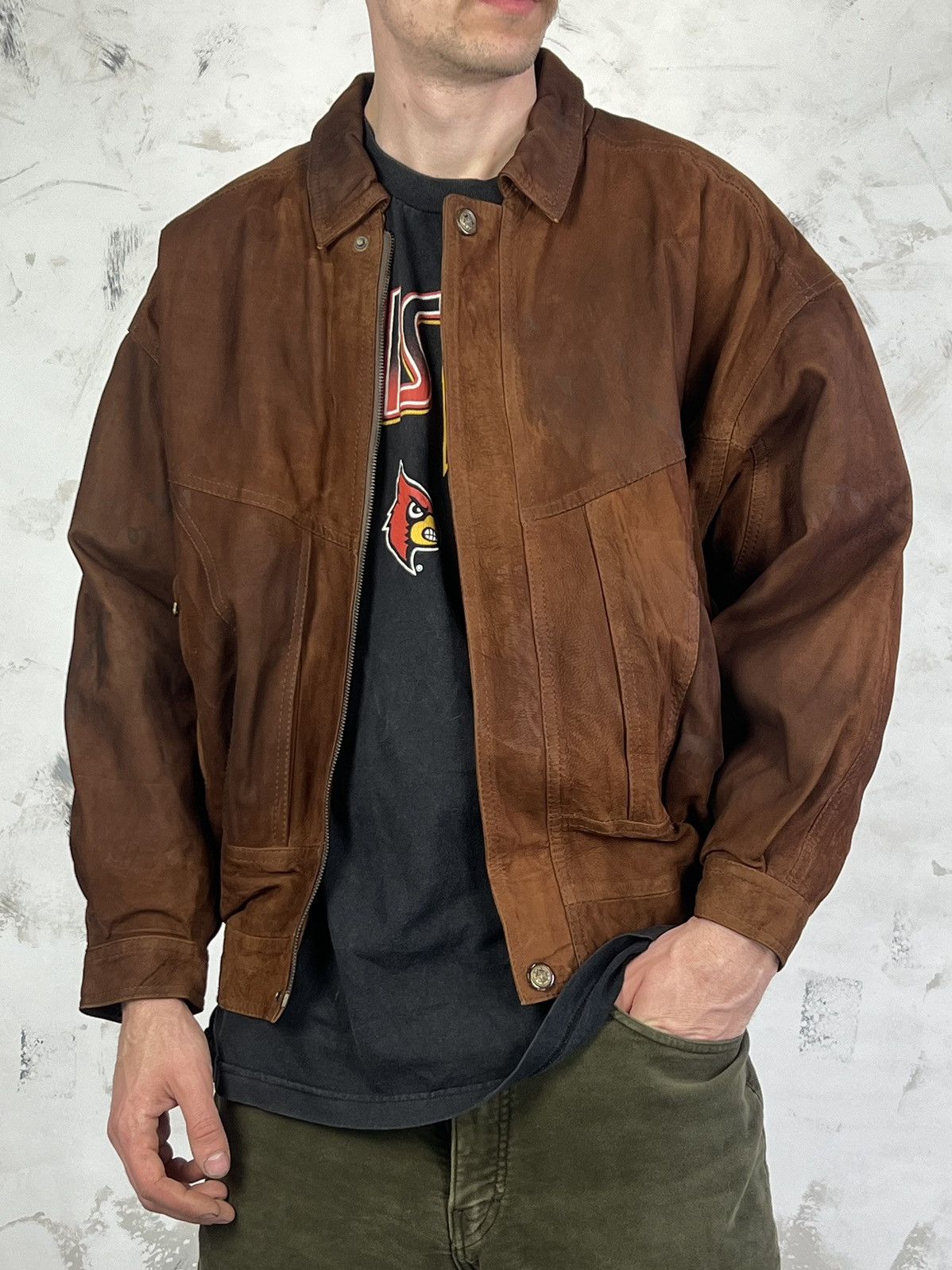 Leather Vintage Leather Bomber Jacket Size S - M Size US S / EU 44-46 / 1 - 1 Thumbnail