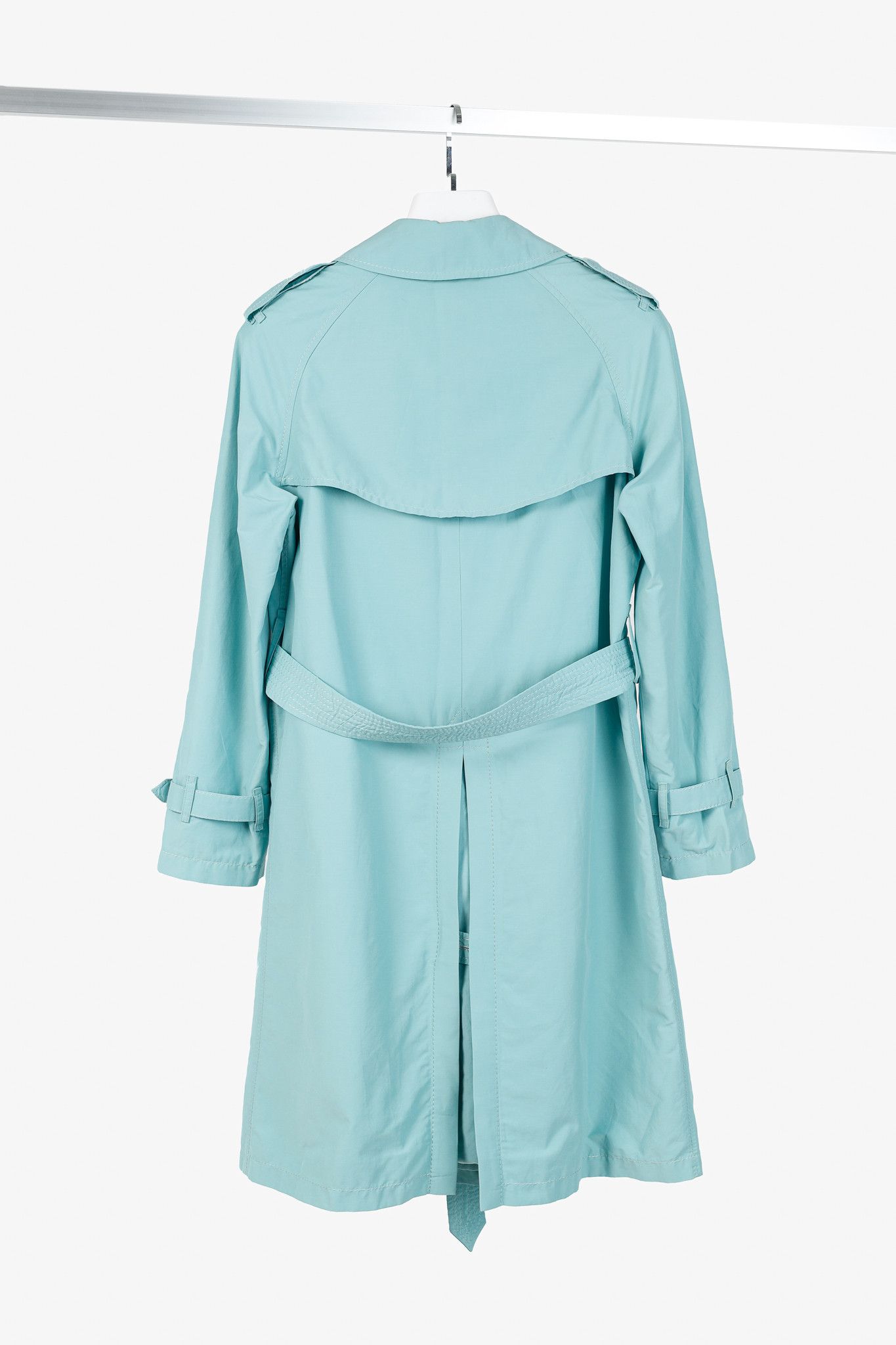Burberry Burberry Turquoise Sateen Check-Undercollar Trench Coat Size M / US 6-8 / IT 42-44 - 2 Thumbnail