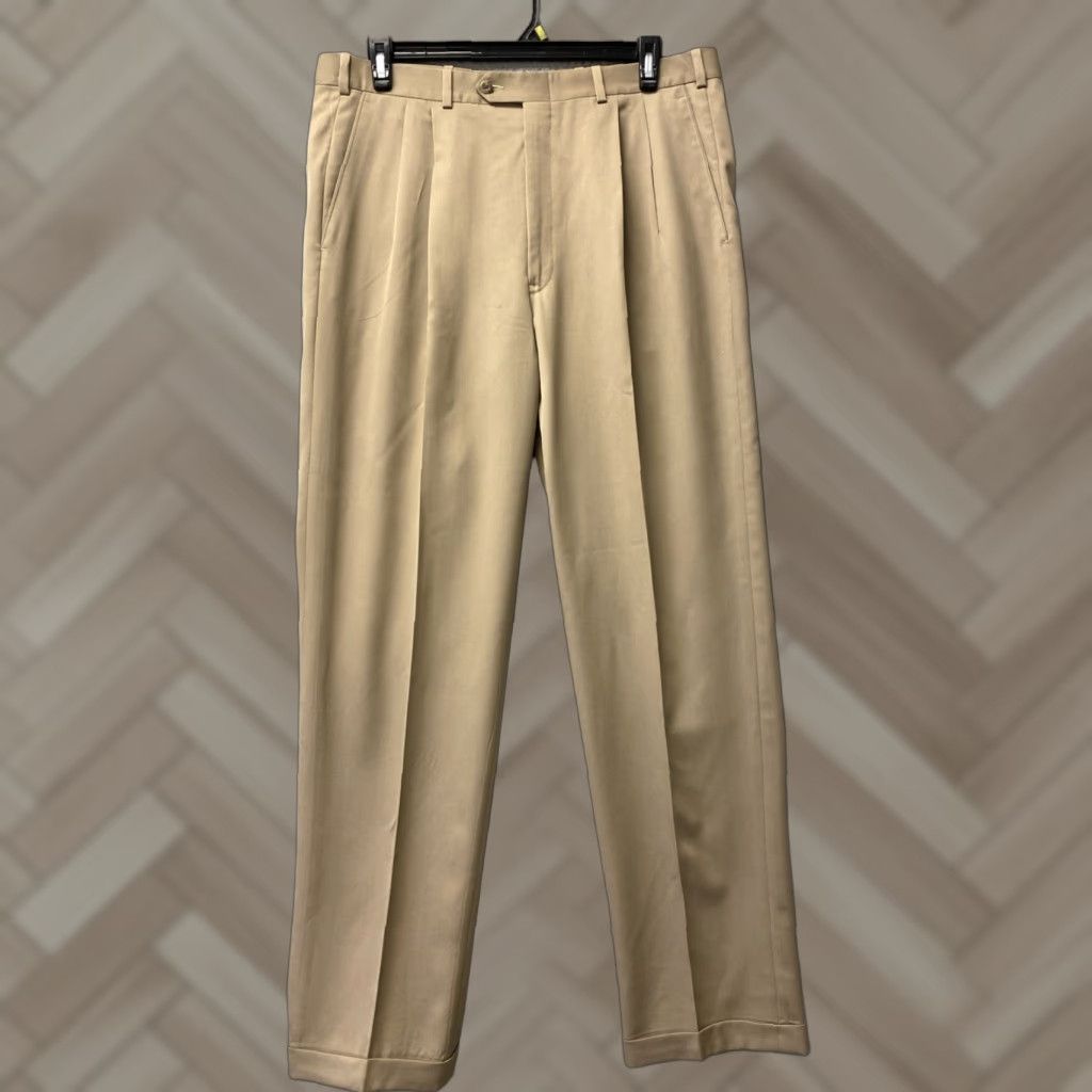 Nordstrom Nordstrom Dress Pants Khaki 38x35 Wool Pleated Slacks Men Pant Straight 100% Wool Regular Big & Tall Dress Pants Womens? Size US 38 / EU 54 - 1 Thumbnail