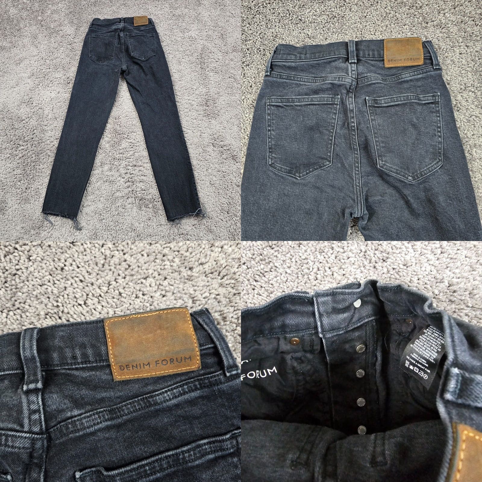 Vintage Denim Forum Jeans Women 26 Black High Rise Slim Ankle Fray Stretch 24x26 Size 24" / US 00 / IT 34 - 8 Thumbnail