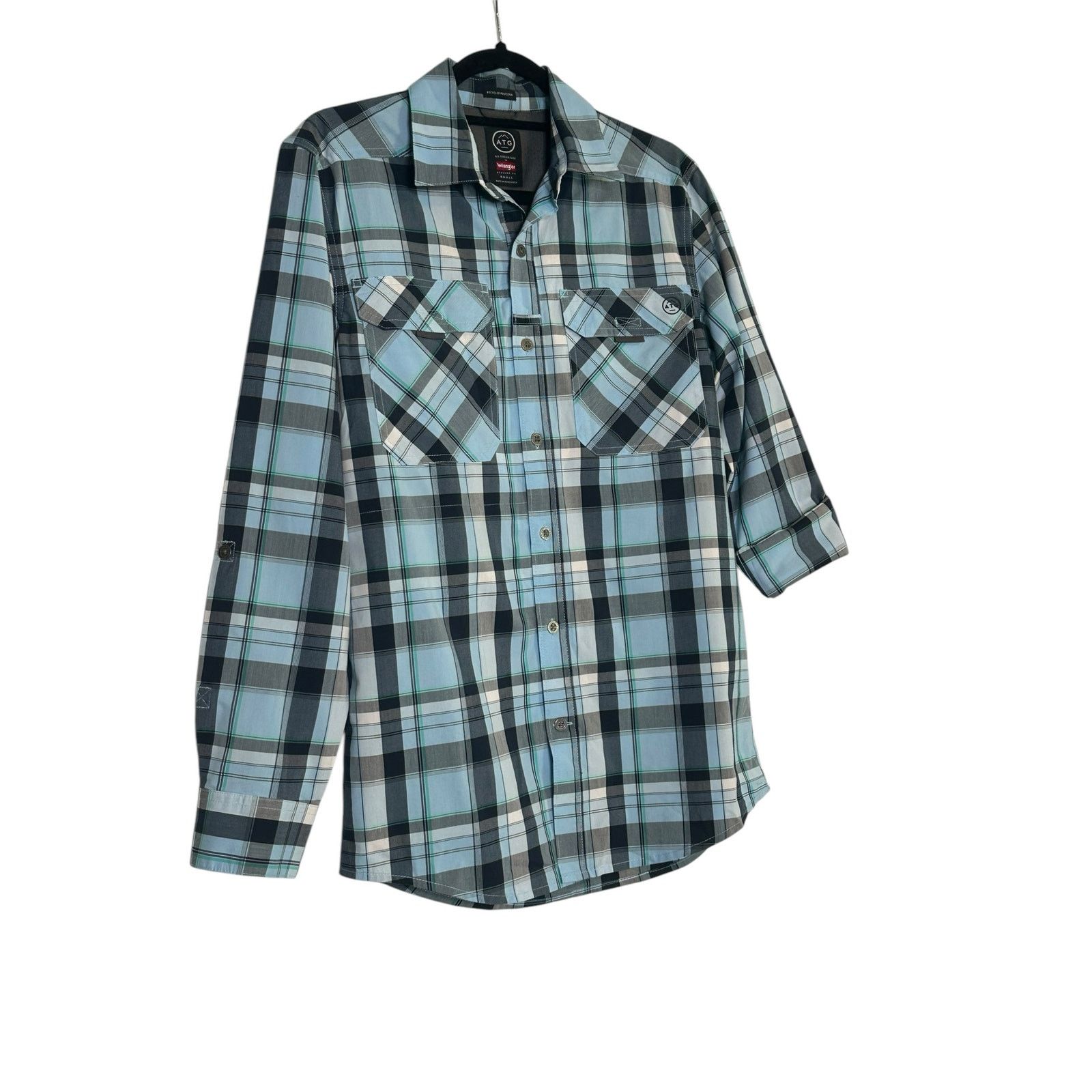Wrangler Wrangler Blue Plaid ATG Utility Regular Fit Shirt size S Size US S / EU 44-46 / 1 - 7 Thumbnail