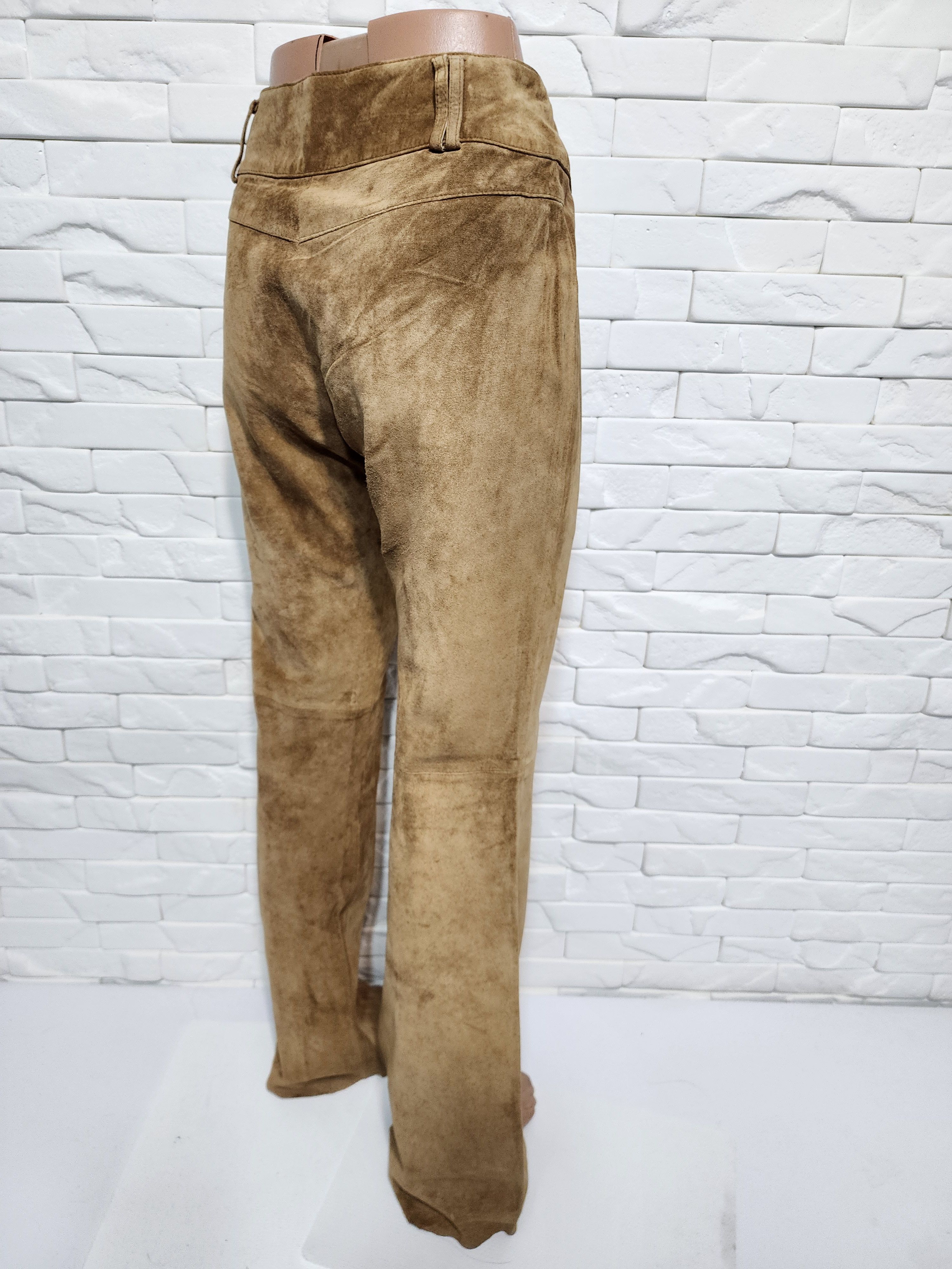 Genuine Leather Brown Suede Leather Pants: Women's Trousers Size 32" / US 10 / IT 46 - 6 Thumbnail