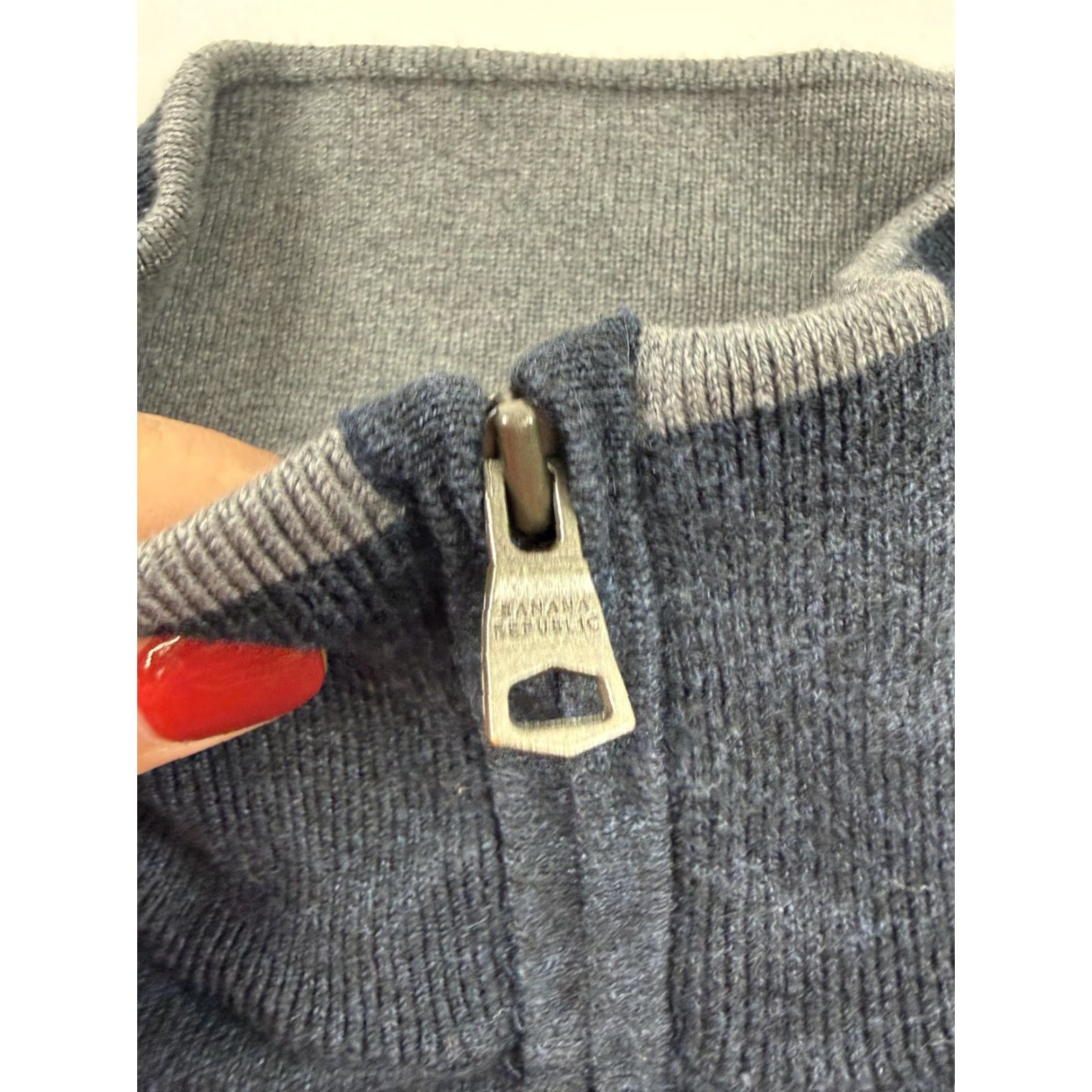 Banana Republic VINTAGE Banana Republic Sweater Mens XL Blue Full Zip Mock Neck Silk Cashmere Blend Size US XL / EU 56 / 4 - 5 Thumbnail