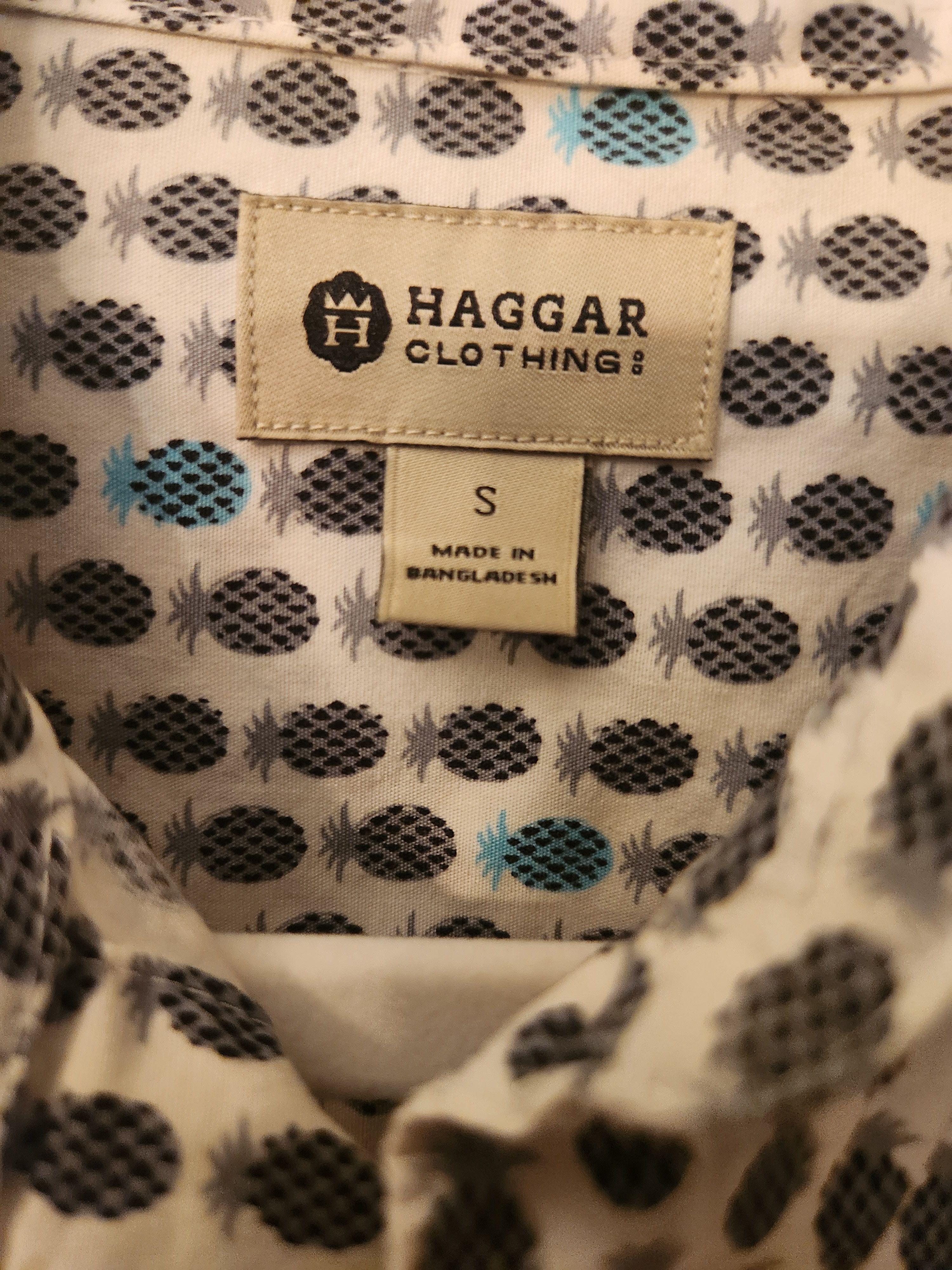Haggar 100% Cotton Pineapple Print Men's Casual Button Front Shirt Size US S / EU 44-46 / 1 - 4 Thumbnail
