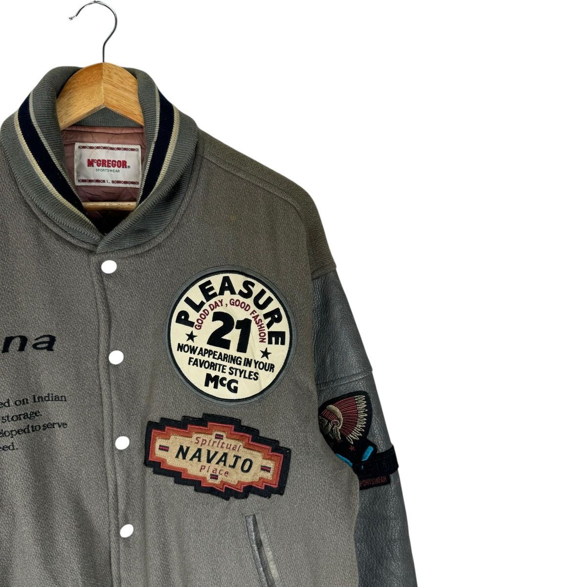 McGregor 🌟90s McGREGOR NAVAJO LEATHER VARSITY JACKET Size US L / EU 52-54 / 3 - 7 Thumbnail