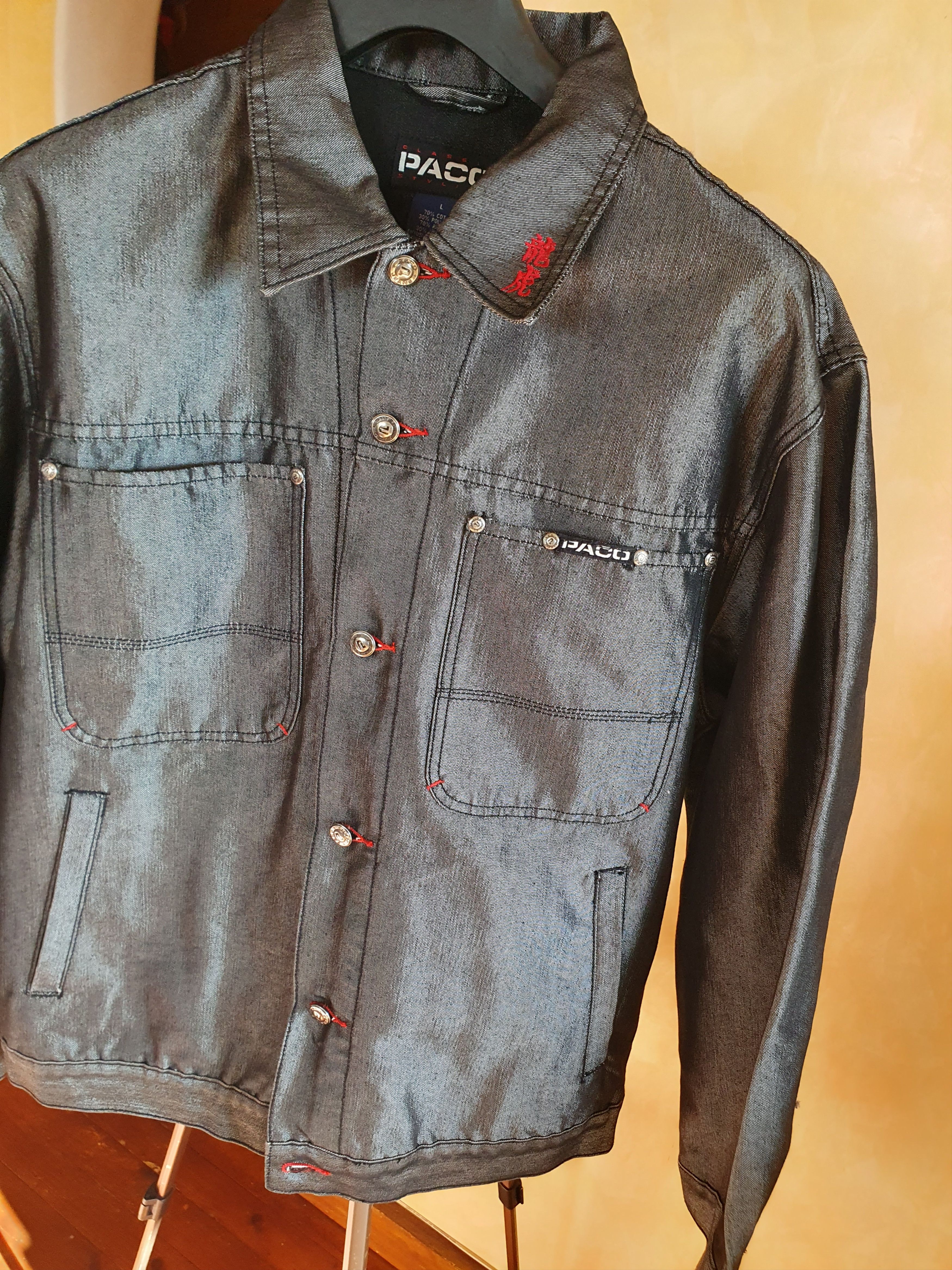 Vintage Pako Embroidered Silver Denim Jacket Vintage Y2K sz L Size US L / EU 52-54 / 3 - 7 Thumbnail