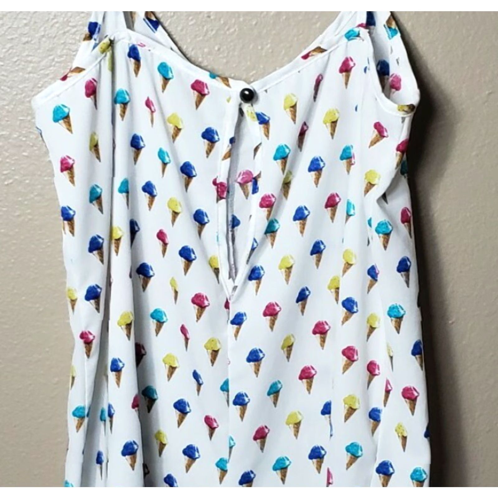 Vintage Joyce Romper-Size S Ice Cream Novelty One-Piece Women Ivory V-Neck Sleeveless Casual Size 28" / US 6 / IT 42 - 7 Thumbnail