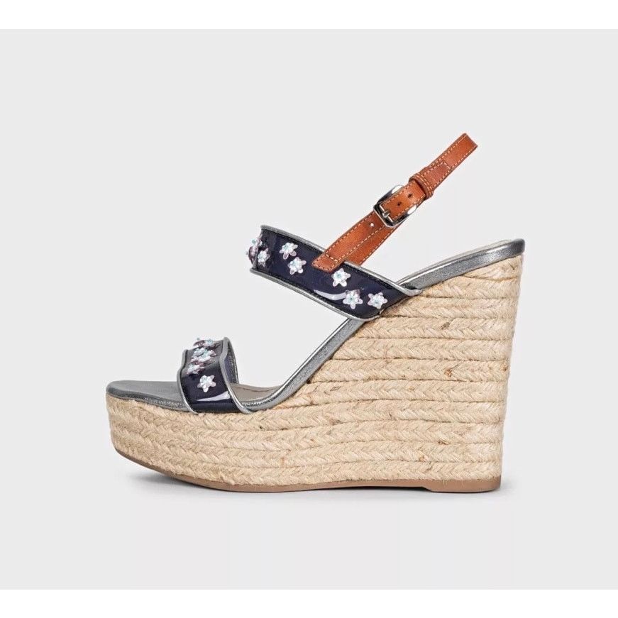 Dior Christian Dior Gray Leather Wedge Sandals Sz 39 Size US 8 / IT 38 - 1 Thumbnail