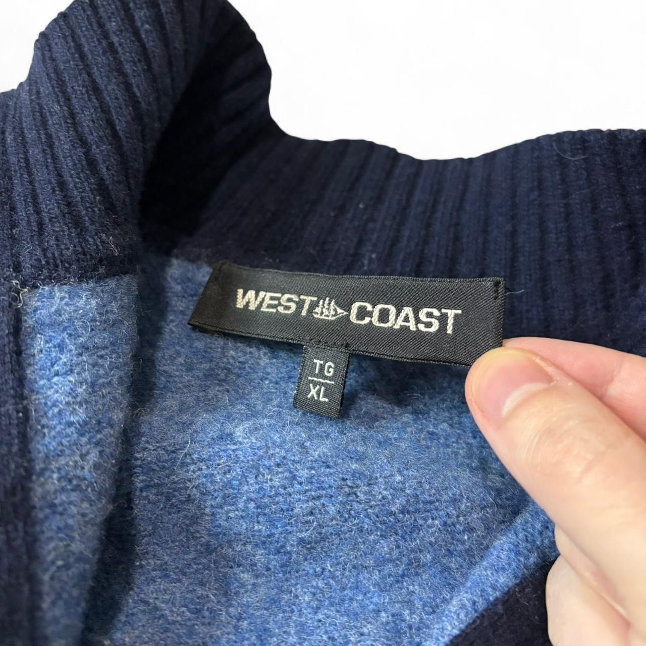 Vintage Vintage Blue 100% Wool Full Zip Sweater - XL Fits L Size US L / EU 52-54 / 3 - 4 Thumbnail
