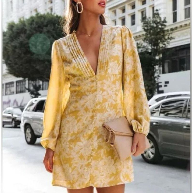 Fat Tokyo Fate Womens Floral Pintuck Deep V-Neck Mini Dress XL Peasant Size XL / US 12-14 / IT 48-50 - 1 Thumbnail