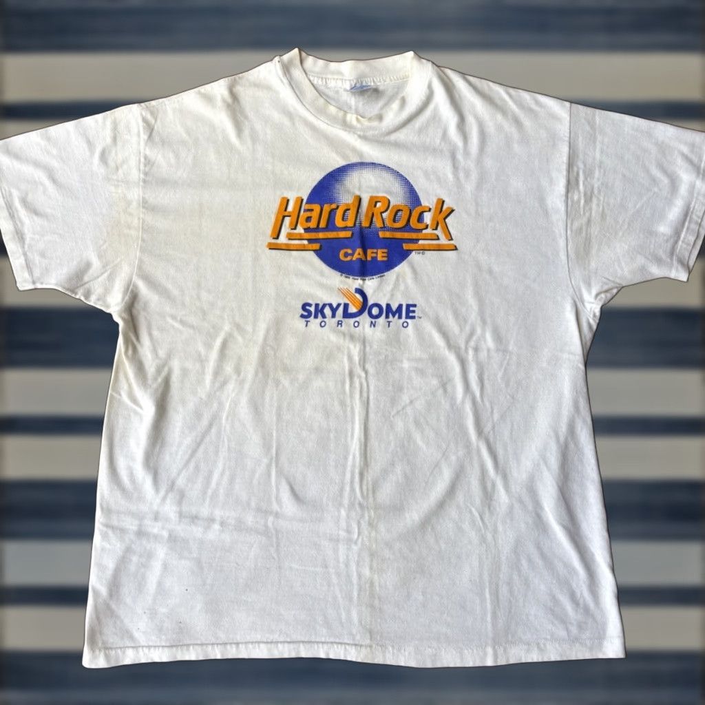 Hanes VINTAGE Hard Rock Cafe Toronto Sky Dome T-Shirt XL Men White Cotton 80s Logo Crew Neck Short Sleeve Hanes USA Size US XL / EU 56 / 4 - 1 Thumbnail