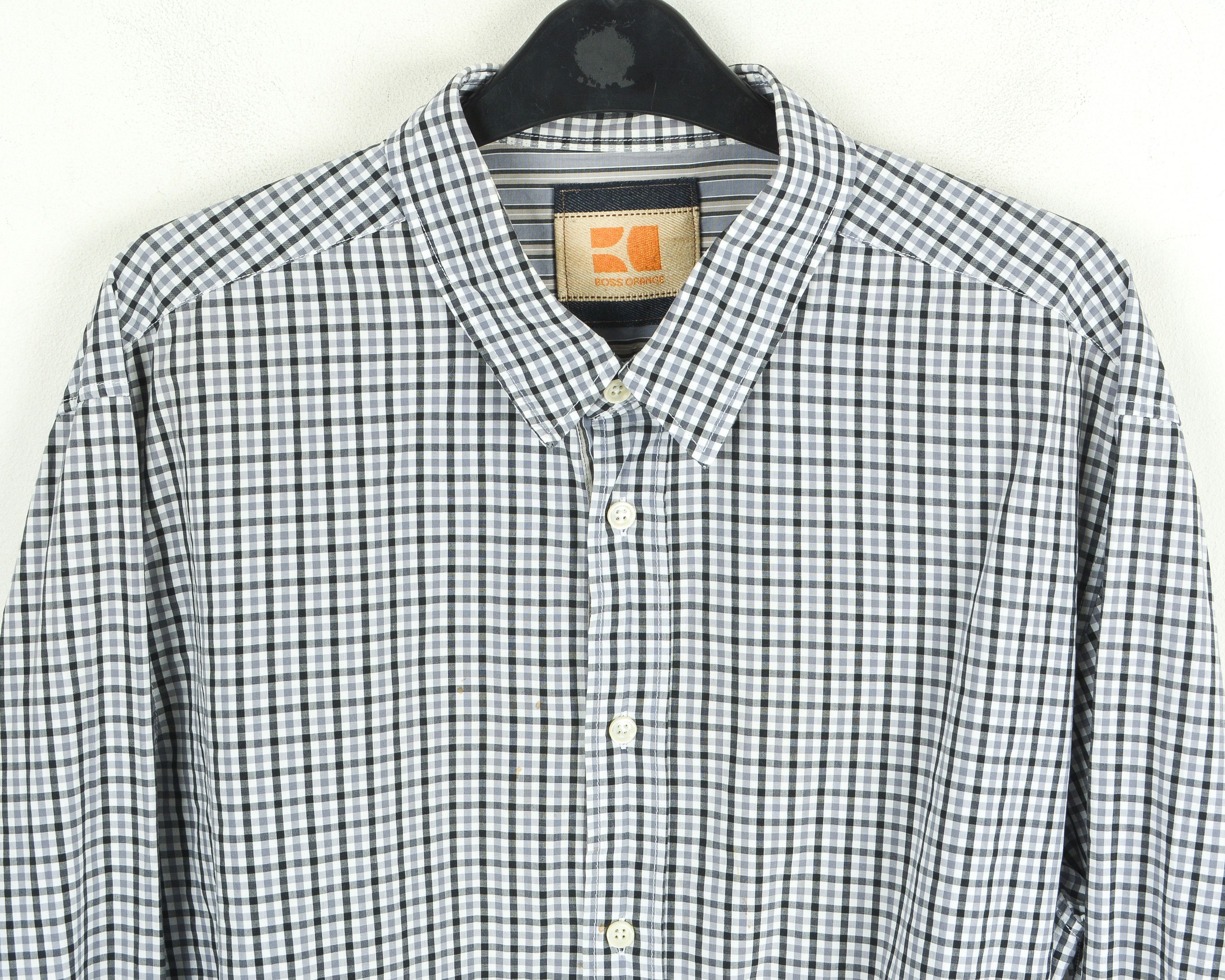 Hugo Boss Orange Label 2XL Shirt Long Sleeve Check Plaid Tartan Cotton Size US XXL / EU 58 / 5 - 4 Thumbnail