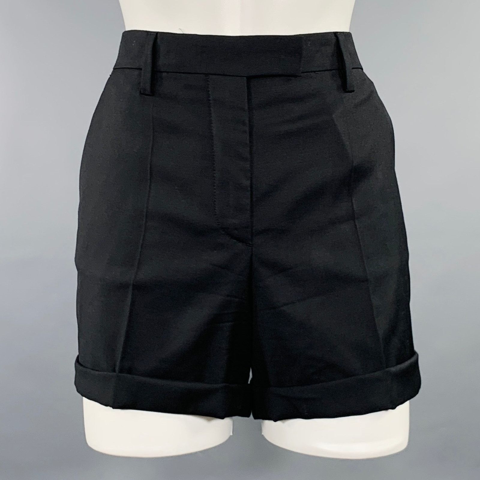 Prada PRADA Size 2 Black Wool Cuffed Shorts Size 26" / US 2 / IT 38 - 1 Thumbnail