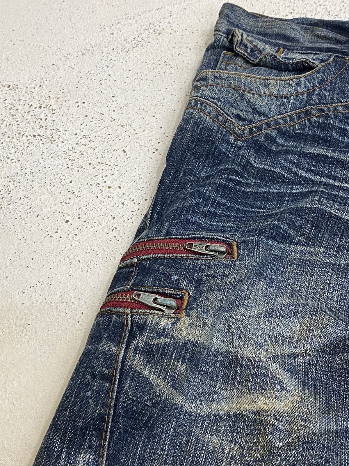 GOSTAR DE FUGA × Japanese Brand Vintage Rattle Rap Unique Faded Wash Zipper Accents Ripped Size US 33 - 11 Thumbnail
