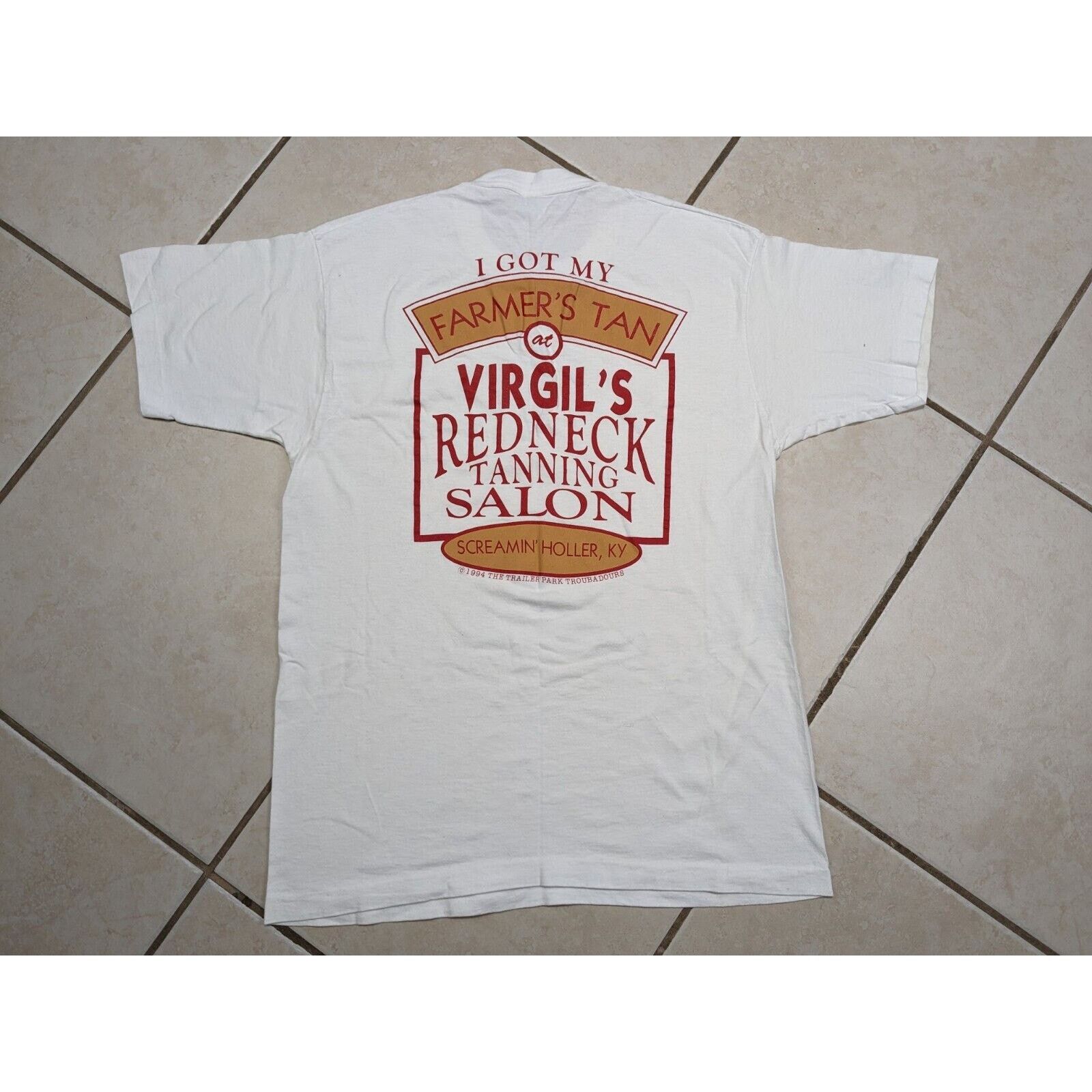 Fruit Of The Loom 1994 Redneck Farmers Tan NIPPLES Shirt 90s Tee Double Sided Size US L / EU 52-54 / 3 - 9 Thumbnail